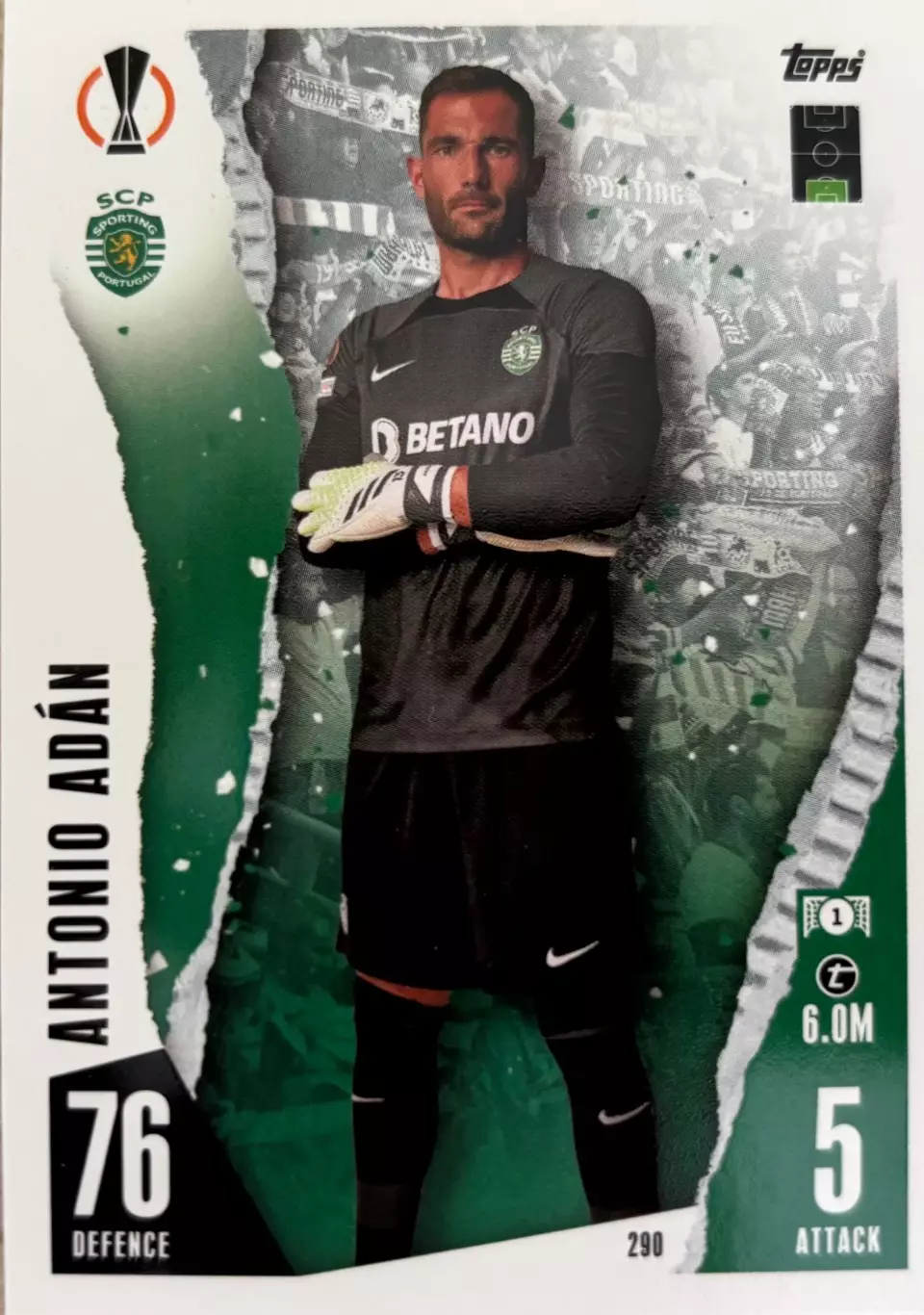 Футбол. Карточка Антонио Адан Спортинг, Реал Мадрид, Бетис Лига Европы 2023/24