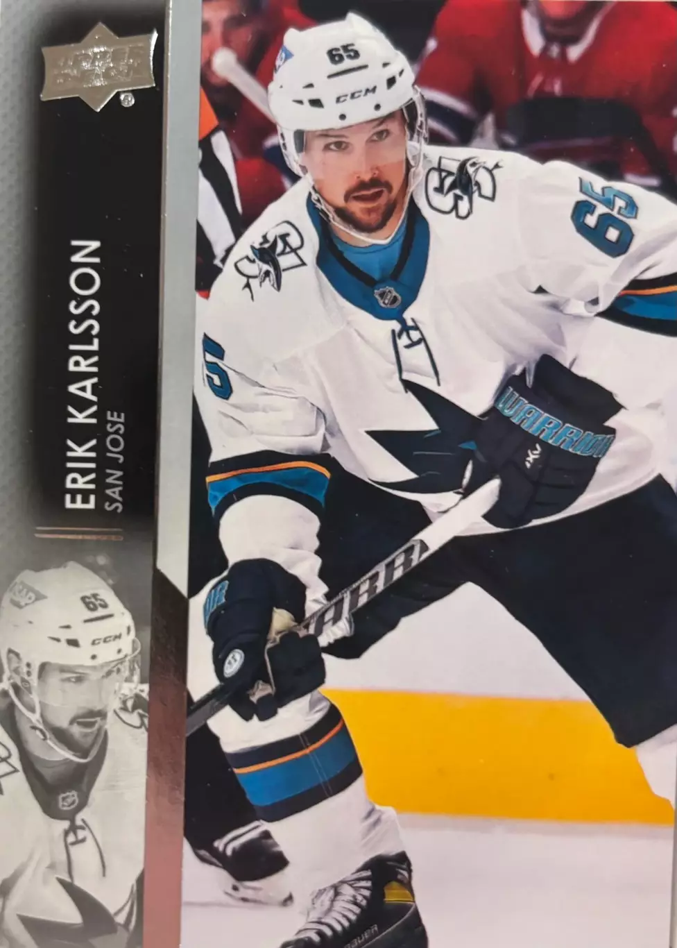 Хоккей. Карточка Erik Karlsson/Эрик Карлссон San Jose Sharks - Сан-Хосе НХЛ/NHL