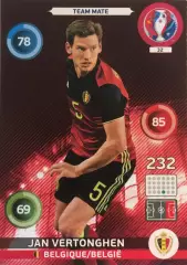 Футбол Карточка Jan Vertonghen/Ян Вертонген Бельгия, Тоттенхэм Хотспур Евро 2016