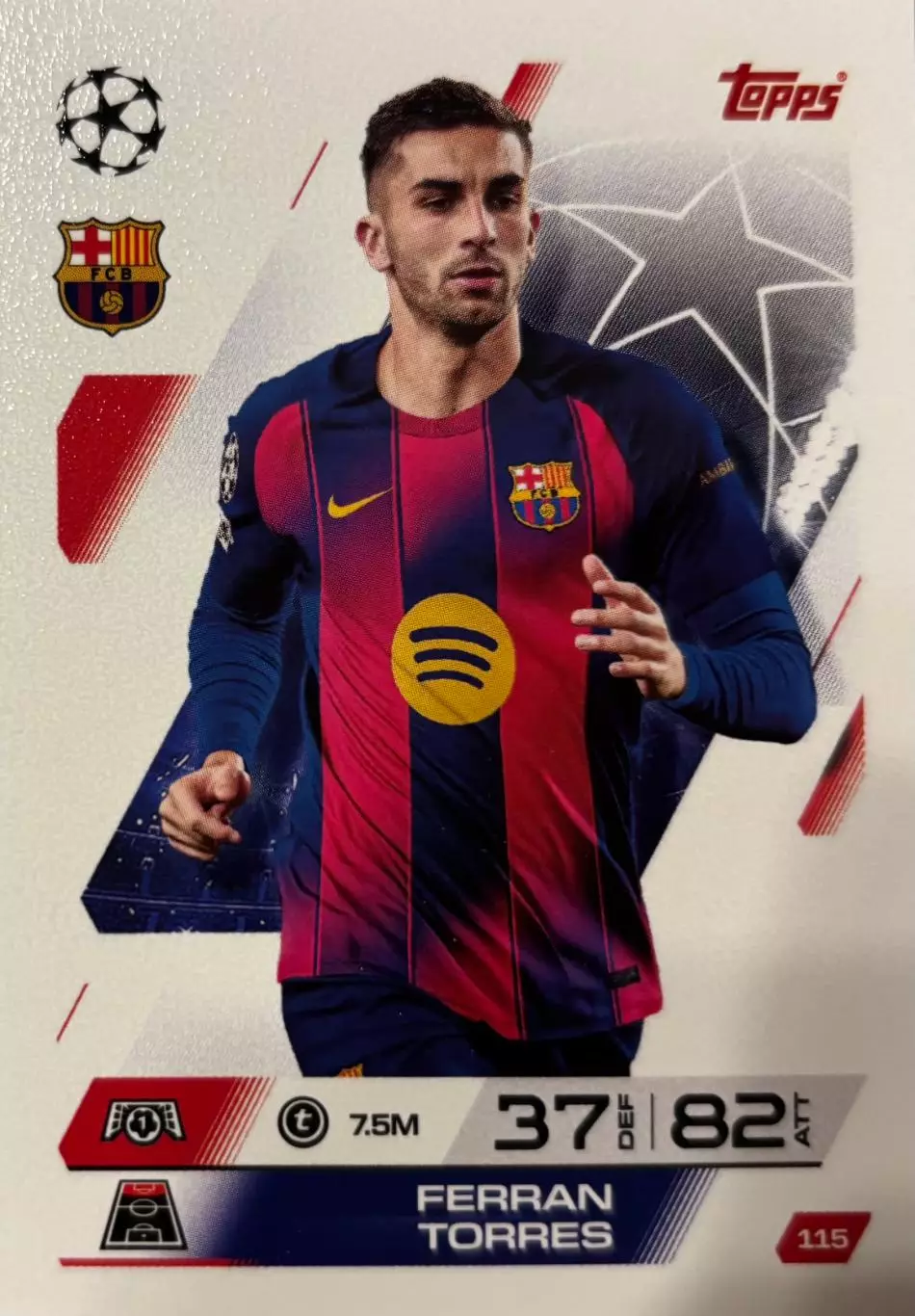 Карточка Ферран Торрес Барселона,Манчестер Сити, Валенсия Лига Чемпионов 2025-26