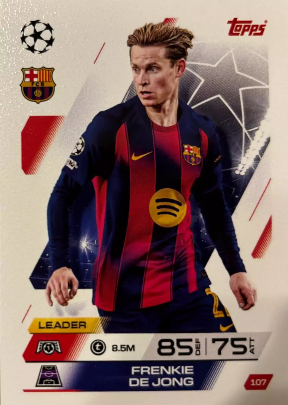 Футбол. Карточка Френки де Йонг Барселона, Аякс Лига Чемпионов 2025-26 TOPPS