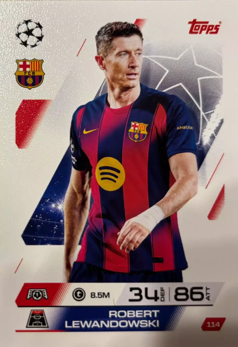 Футбол. Карточка Роберт Левандовский Барселона, Бавария Лига Чемпионов 2025-26