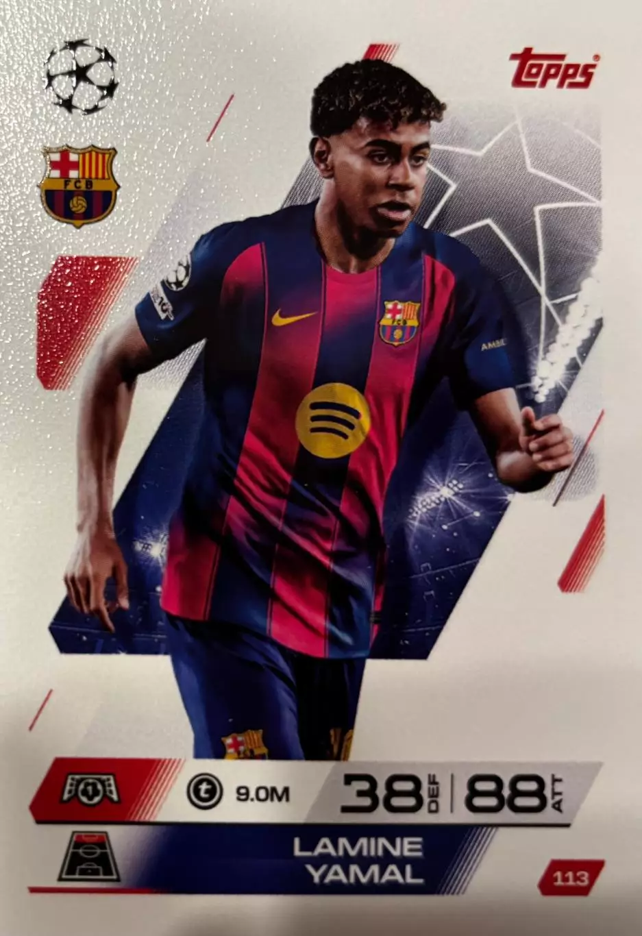 Футбол. Карточка Lamine Yamal/Ламин Ямаль Барселона Лига Чемпионов 2025-26 TOPPS