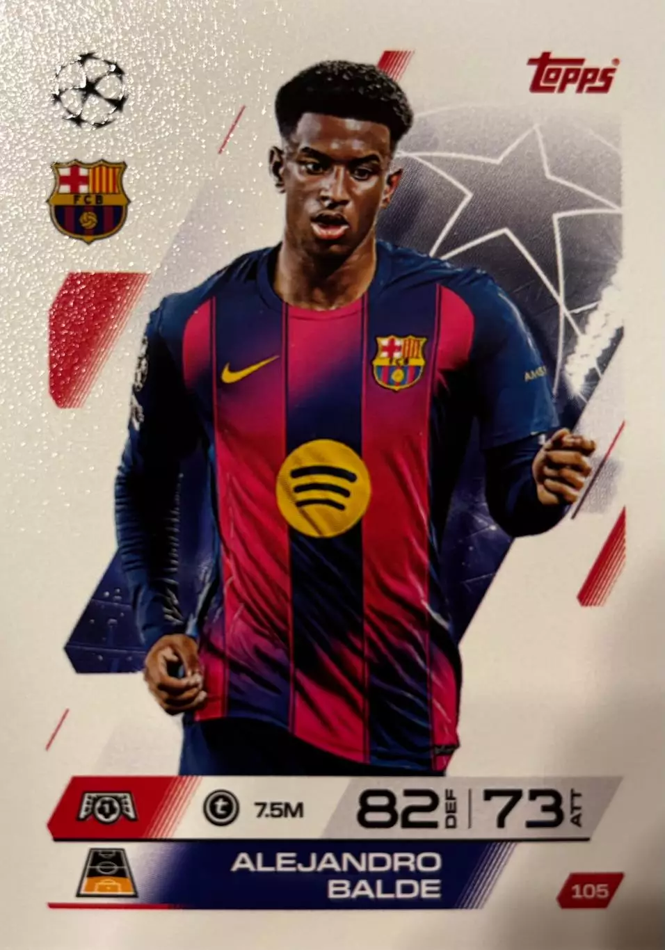 Карточка Alejandro Balde/Алехандро Бальде Барселона Лига Чемпионов 2025-26 TOPPS