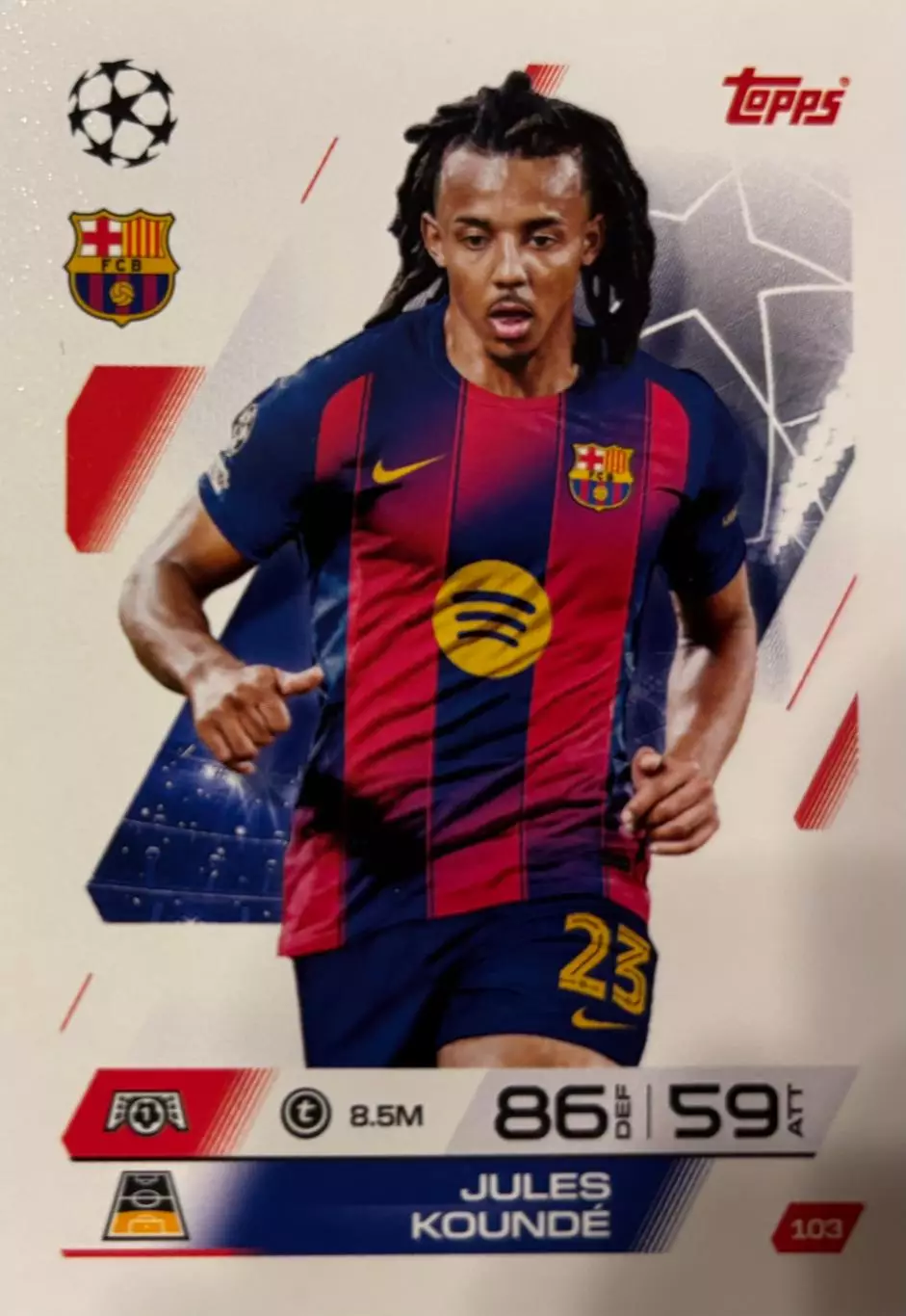 Футбол. Карточка Жюль Кунде Барселона,Севилья,Бордо Лига Чемпионов 2025/26 TOPPS