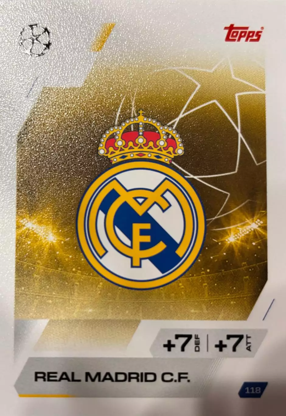 Футбол. Карточка Логотип Real Madrid CF/Реал Мадрид Лига Чемпионов 2025-26 TOPPS