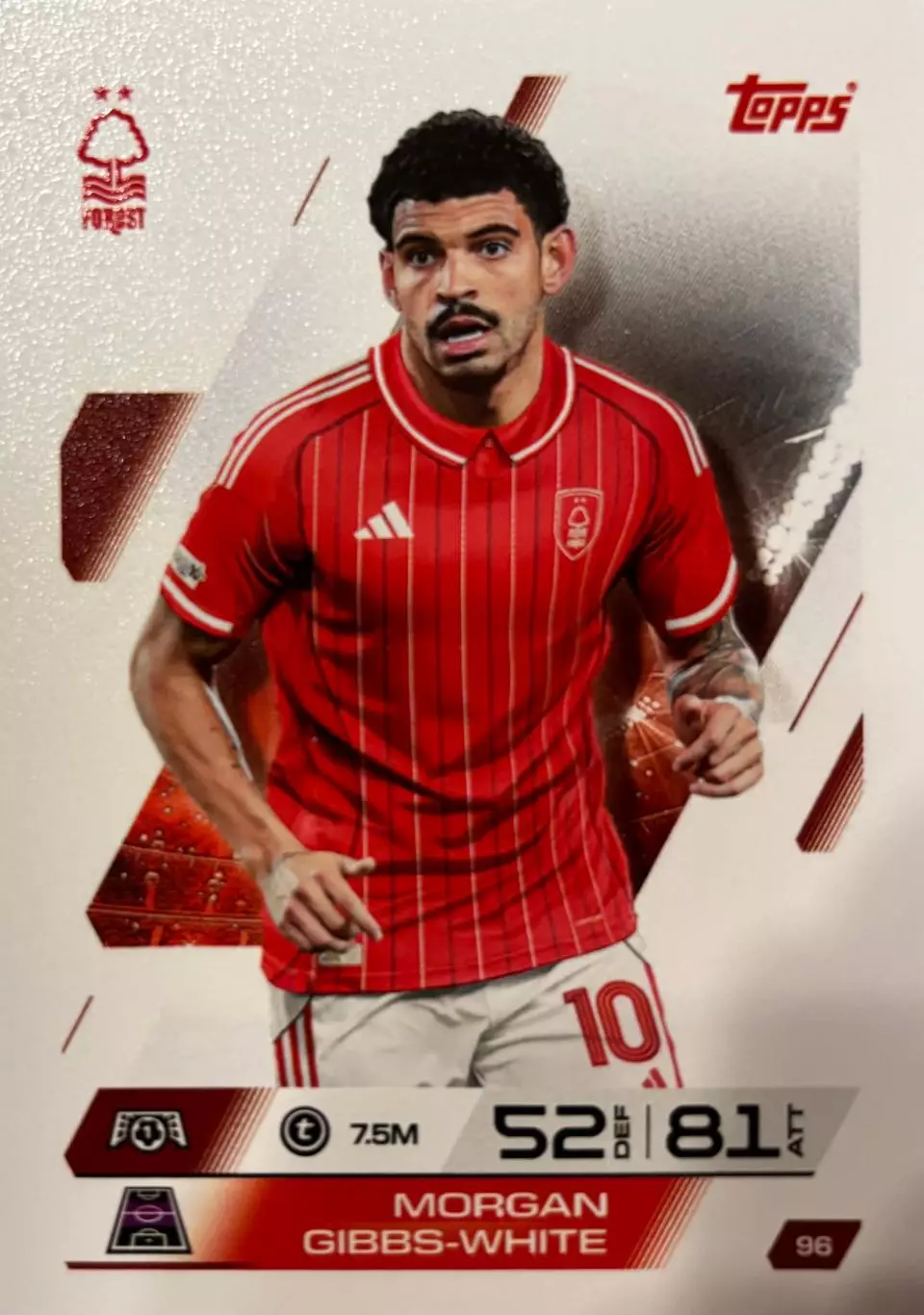 Карточка Морган Гиббс-Уайт Ноттингем Форест, Суонси Лига Чемпионов 2025-26 TOPPS