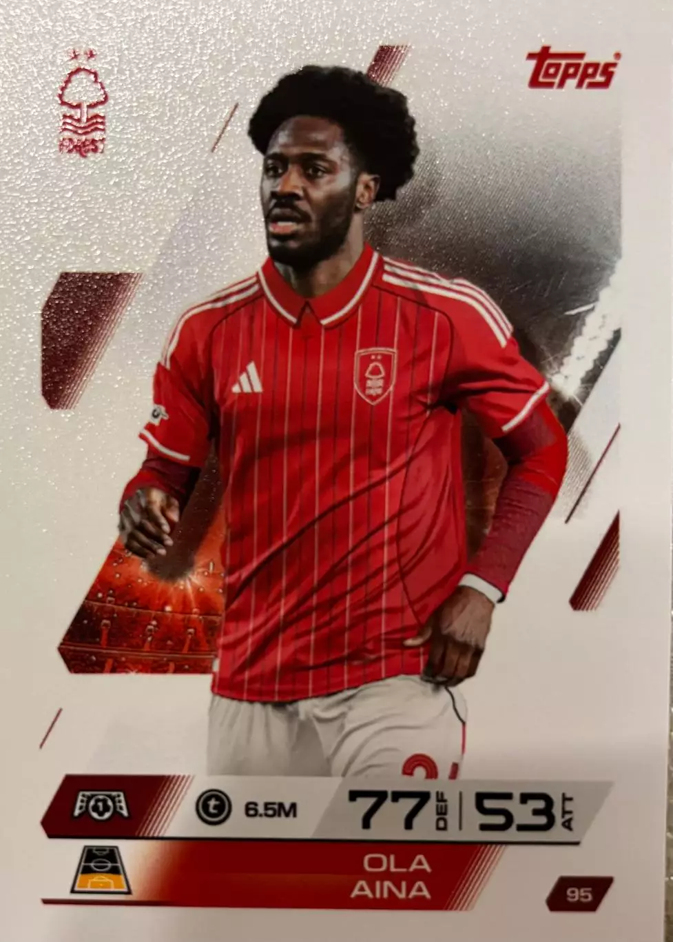 Футбол. Карточка Ola Aina/Ола Айна Ноттингем Форест Лига Чемпионов 2025-26 TOPPS