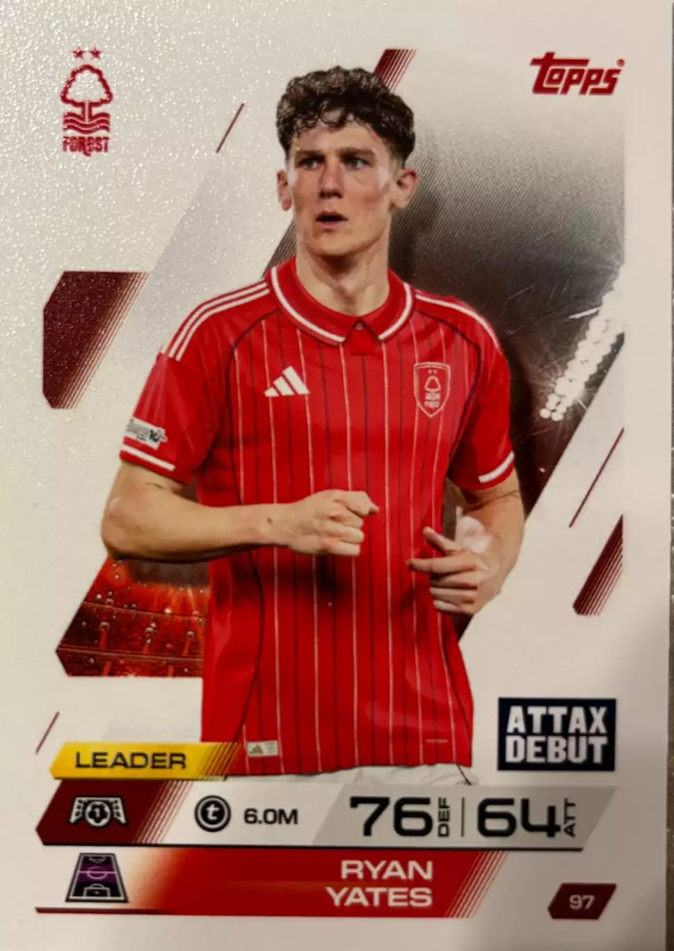 Футбол. Карточка Ryan Yates/Райан Йейтс Ноттингем Форест Лига Чемпионов 2025-26