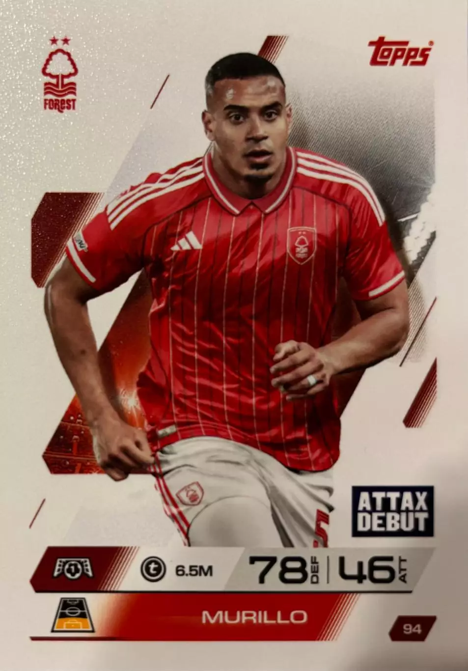 Футбол. Карточка Murillo/Мурилло Ноттингем Форест Лига Чемпионов 2025-26 TOPPS