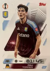 Футбол. Карточка Пау Торрес Астон Вилла, Вильярреал Лига Европы 2025-26 TOPPS