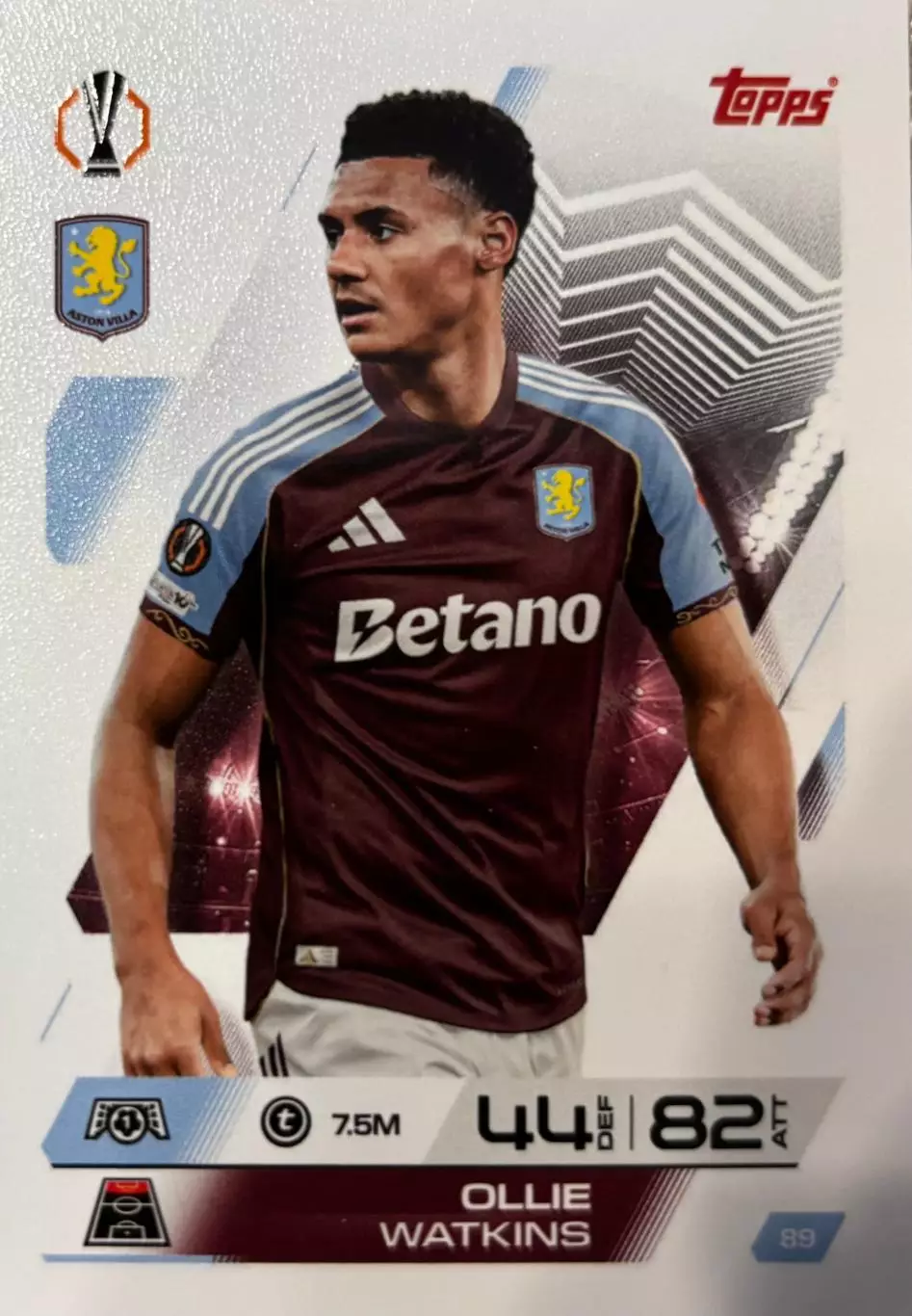 Футбол Карточка Ollie Watkins/Олли Уоткинс Астон Вилла Лига Европы 2025-26 TOPPS