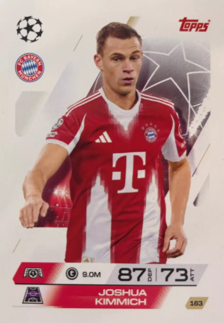 Футбол. Карточка Йозуа Киммих Бавария Мюнхен, РБ Лейпциг Лига Чемпионов 2025-26