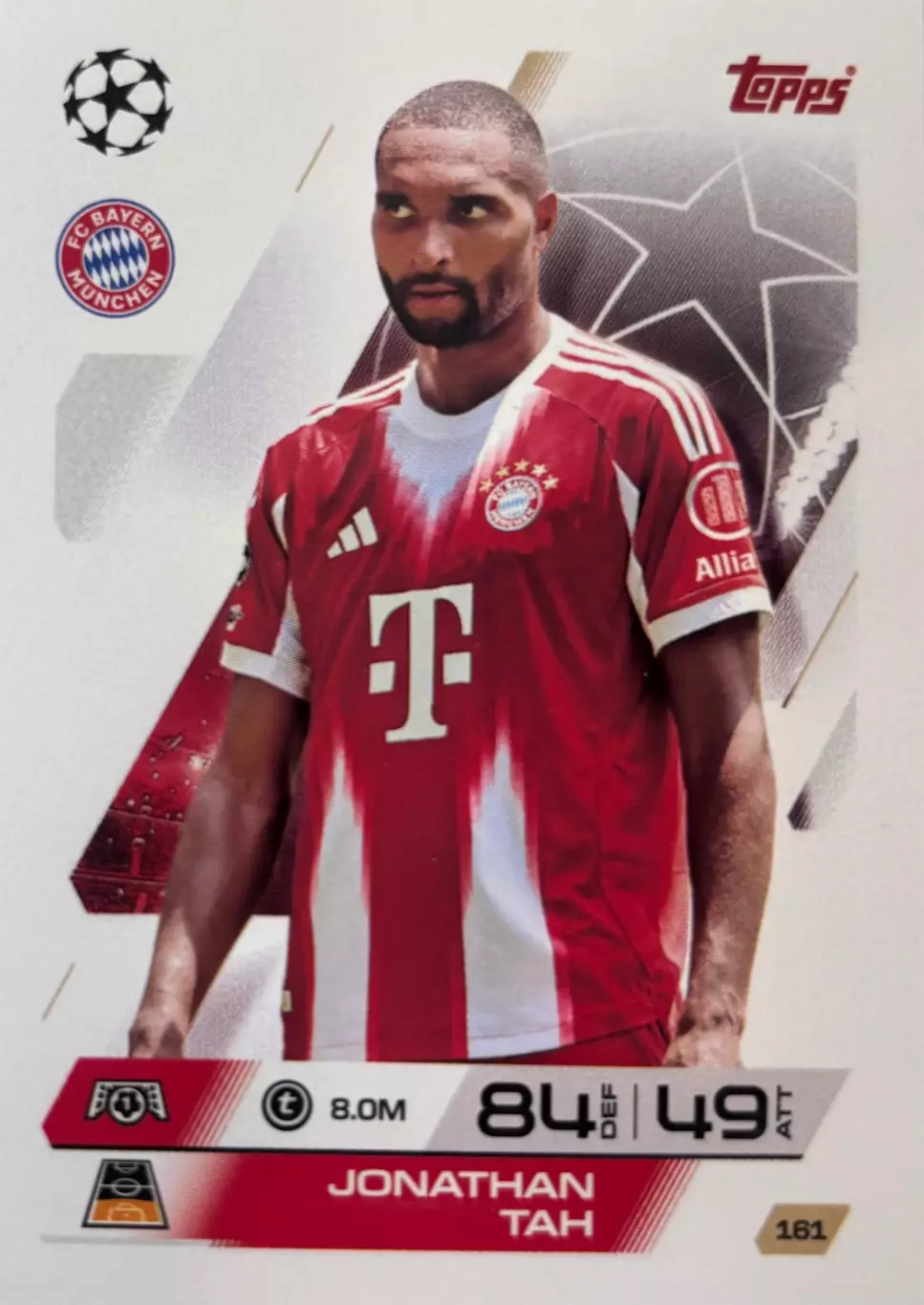 Футбол. Карточка Джонатан Та Бавария Мюнхен, Байер 04 Лига Чемпионов 2025-26