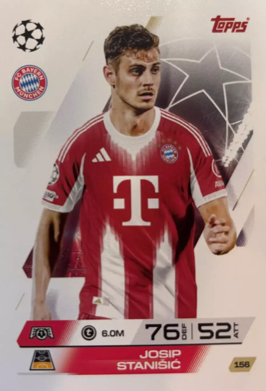 Футбол. Карточка Йосип Станишич Бавария Мюнхен, Байер 04 Лига Чемпионов 2025-26