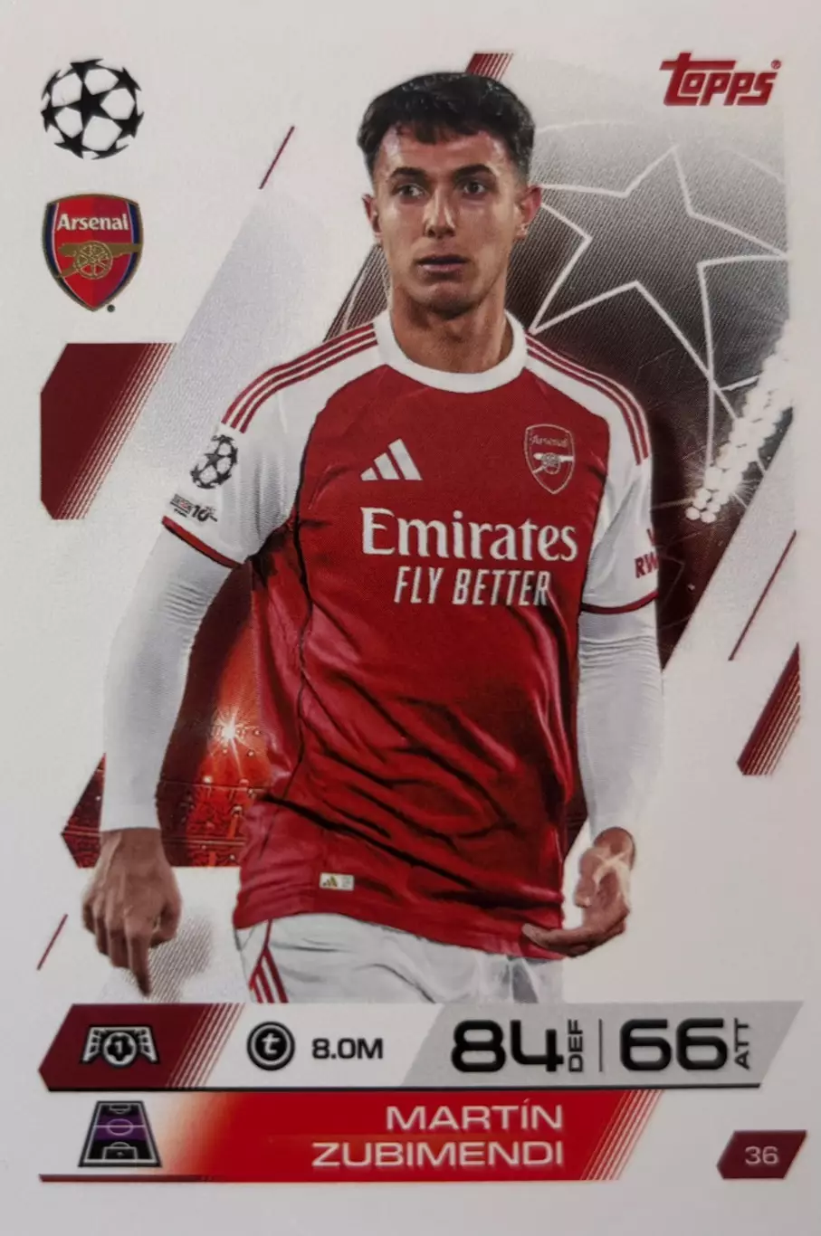 Футбол. Карточка Мартин Субименди Реал Сосьедад, Арсенал Лига Чемпионов 2025-26