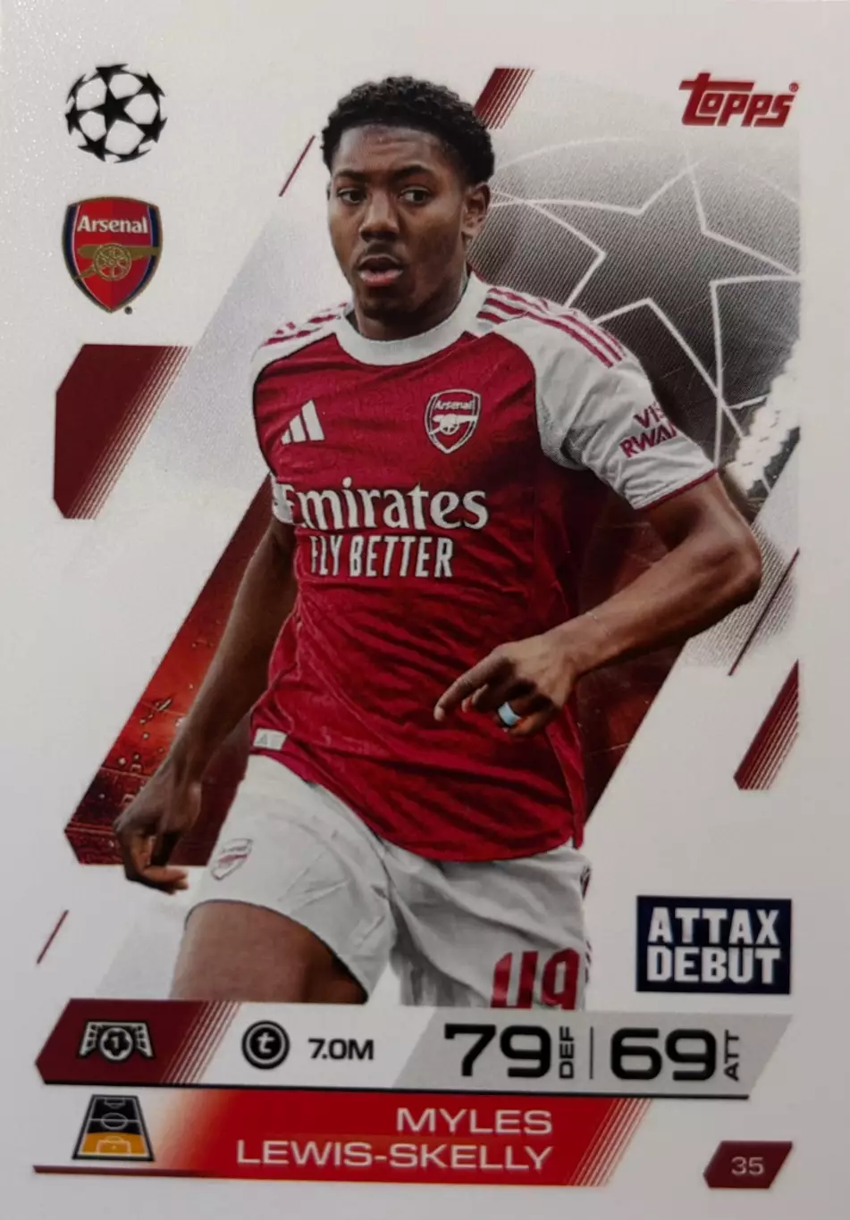 Футбол. Карточка Майлз Льюис-Скелли Арсенал Лондон Лига Чемпионов 2025-26 TOPPS