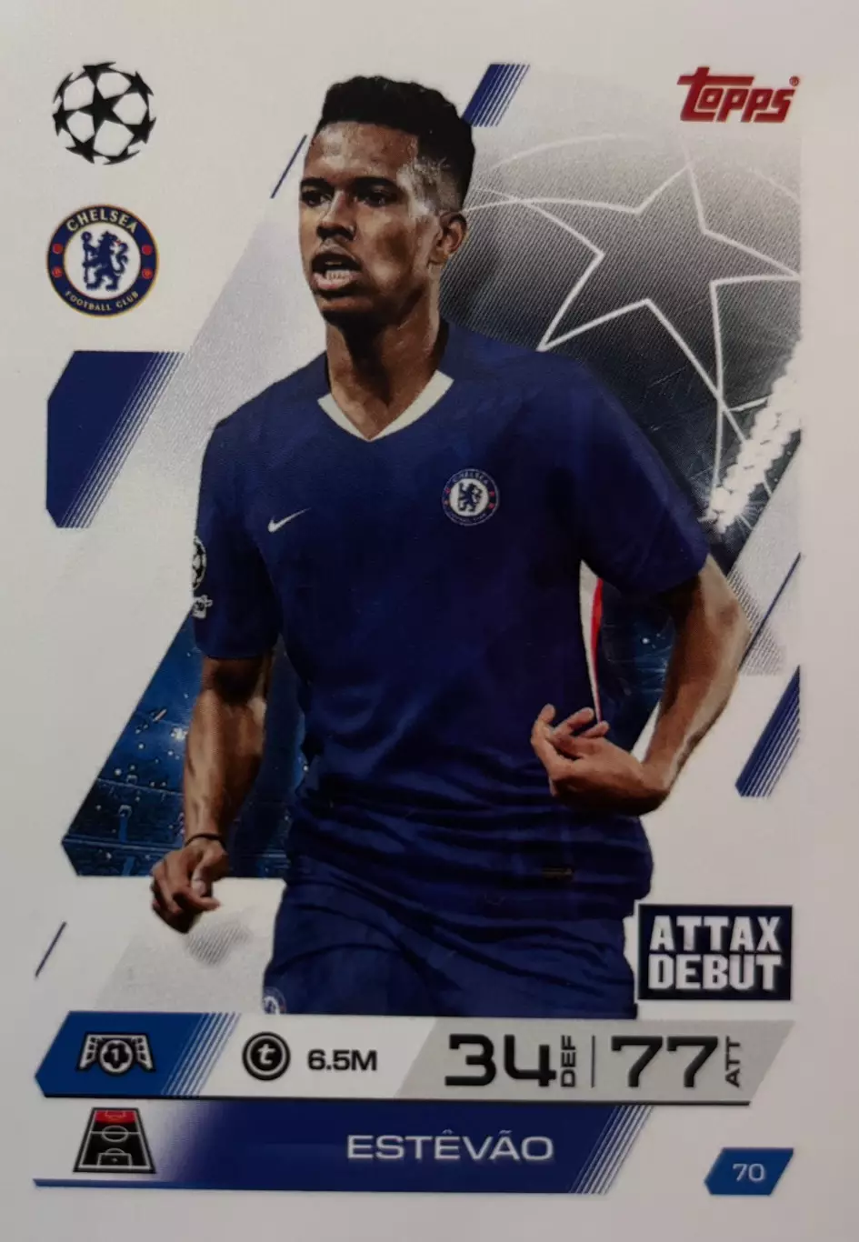 Футбол. Карточка Эстеван Виллиан Челси, Палмейрас Лига Чемпионов 2025-26 TOPPS