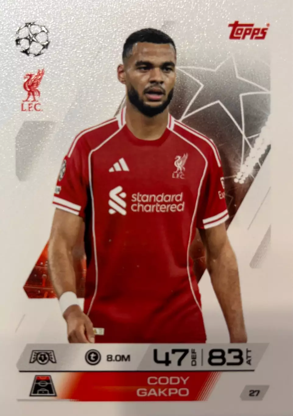 Футбол Карточка Cody Gakpo/Коди Гакпо Ливерпуль,ПСВ Лига Чемпионов 2025-26 TOPPS