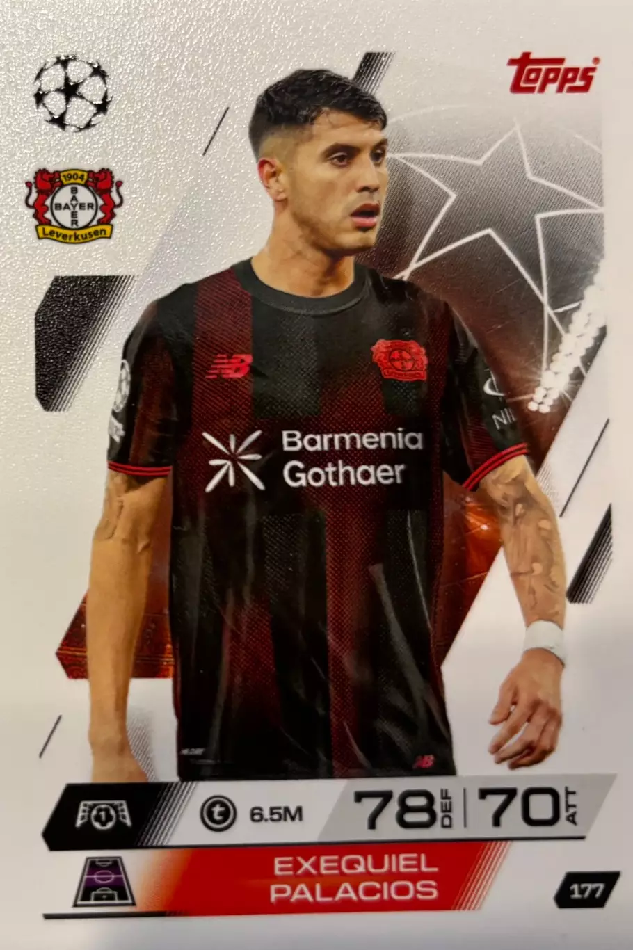 Футбол. Карточка Эсекиэль Паласиос Байер 04, Ривер Плейт Лига Чемпионов 2025-26