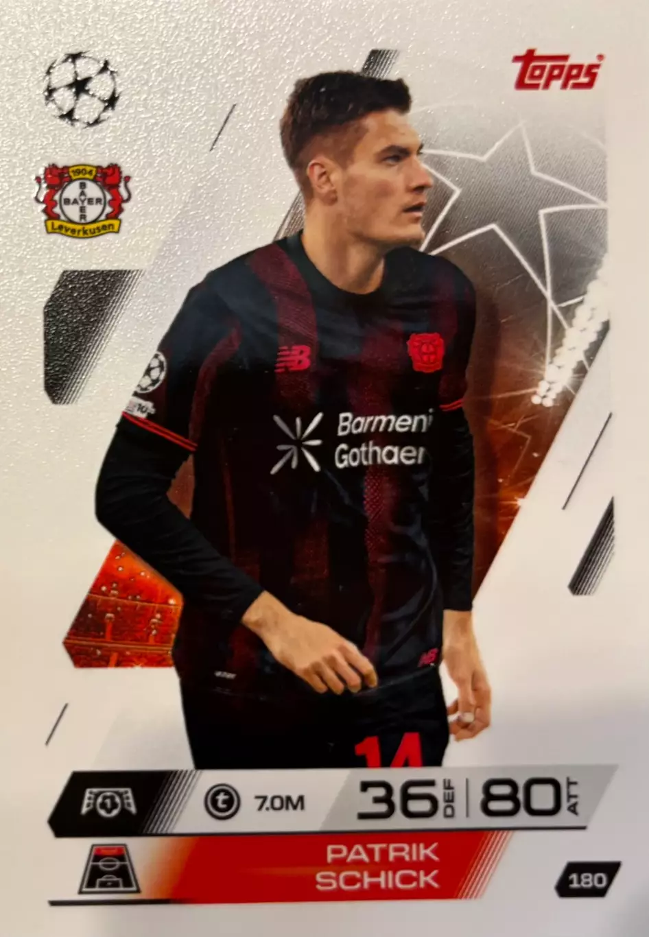 Футбол. Карточка Патрик Шик Байер 04, РБ Лейпциг, Рома Лига Чемпионов 2025-26
