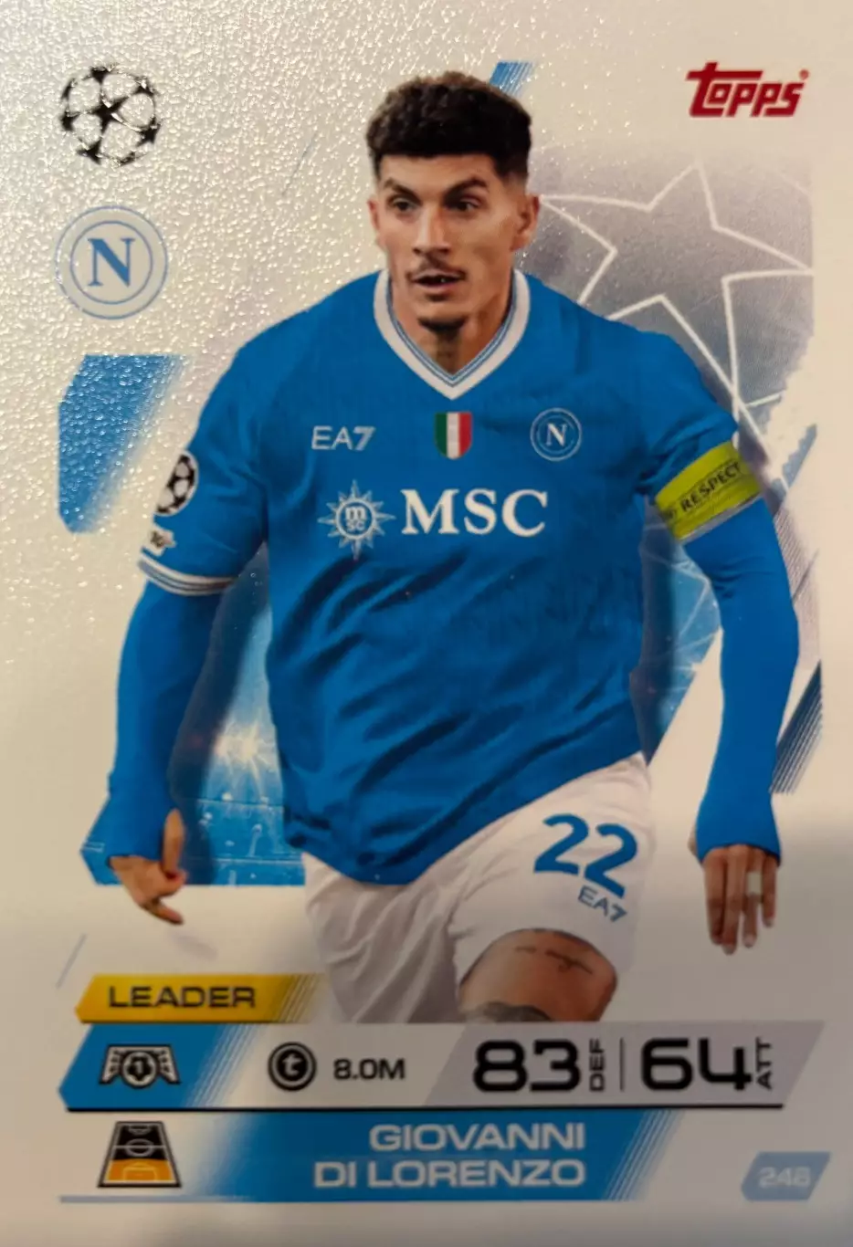 Футбол. Карточка Джованни Ди Лоренцо Наполи, Эмполи Лига Чемпионов 2025-26 TOPPS