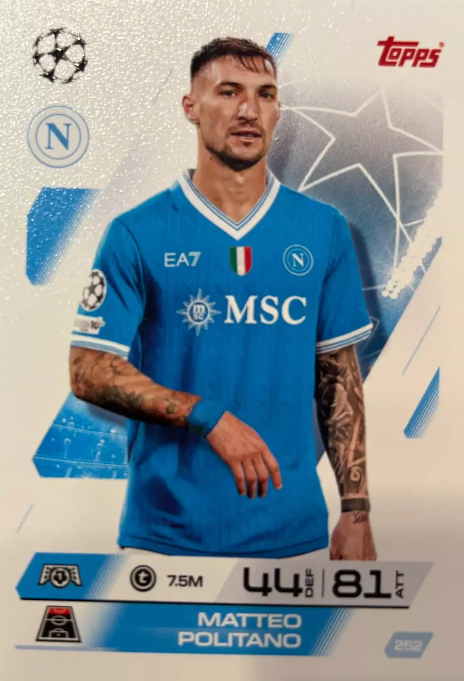 Футбол. Карточка Маттео Политано Наполи, Интер, Сассуоло Лига Чемпионов 2025-26