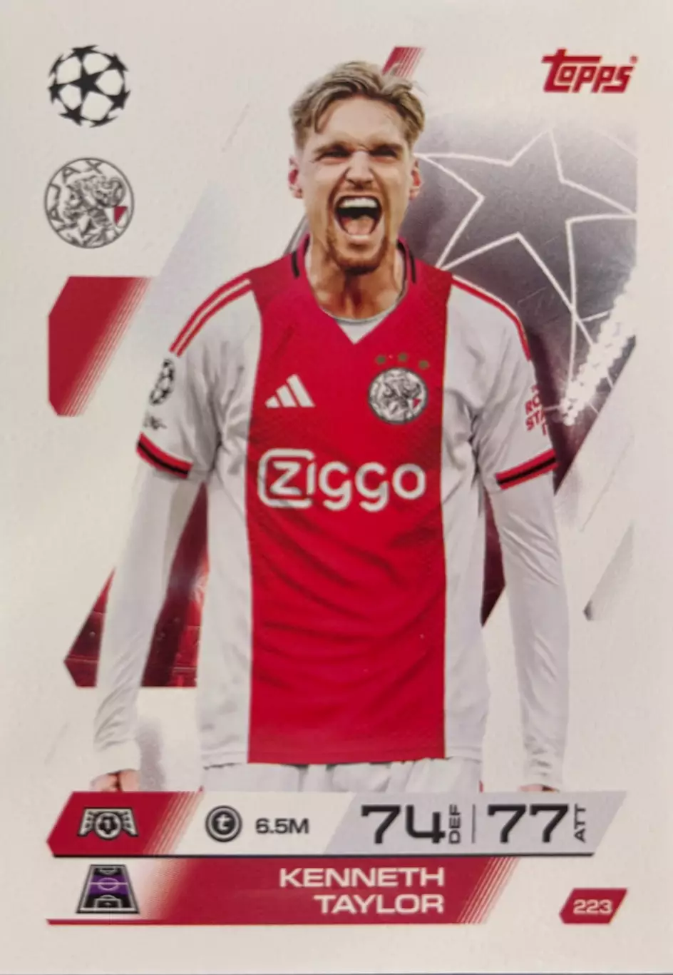 Футбол. Карточка Кеннет Тейлор Аякс, Лацио Лига Чемпионов 2025-26 TOPPS
