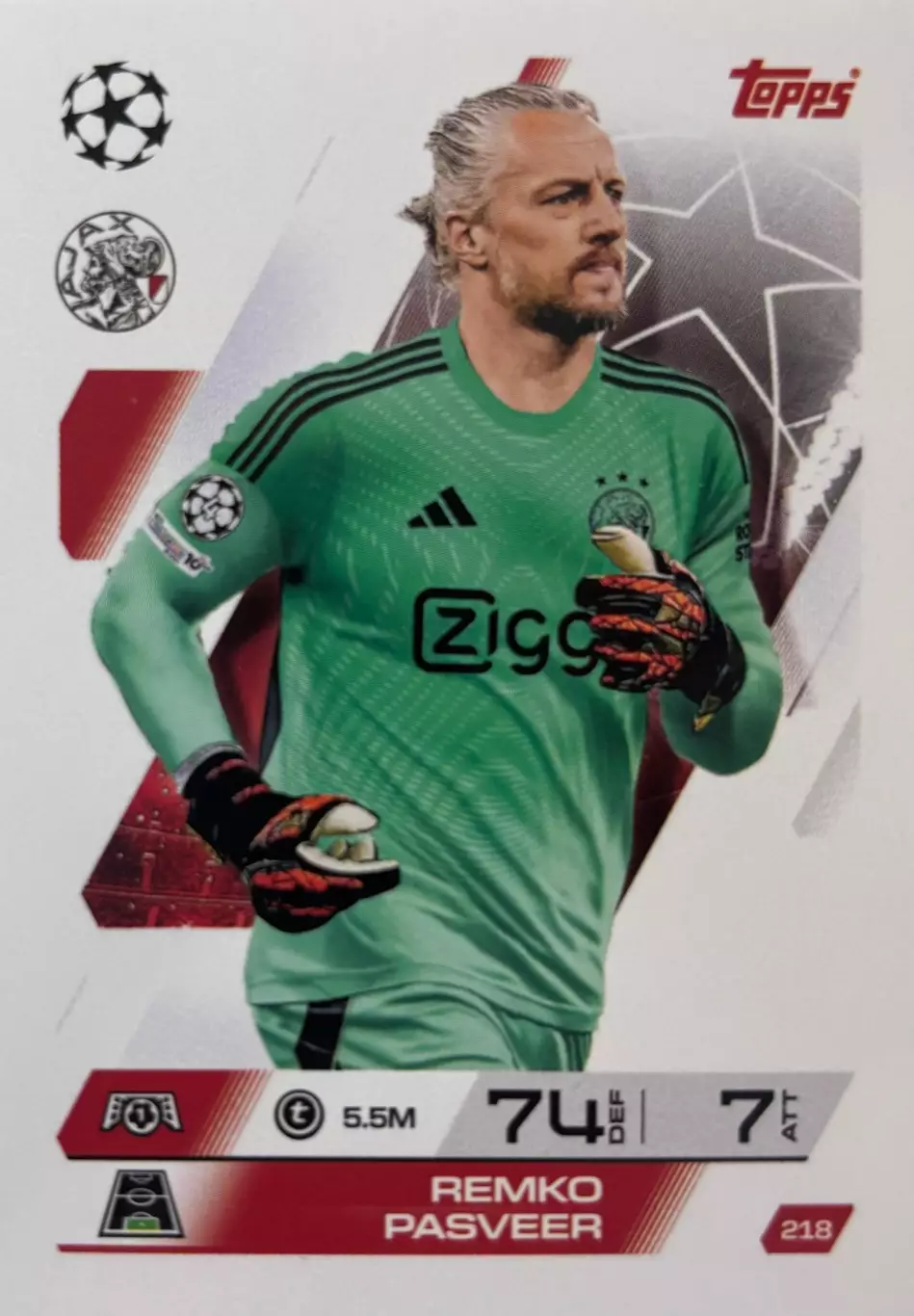 Футбол. Карточка Ремко Пасвер Аякс, Хераклес, ПСВ Лига Чемпионов 2025-26 TOPPS