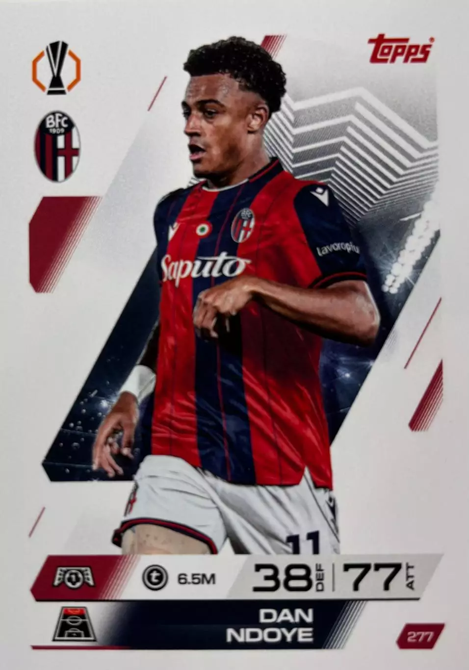 Футбол. Карточка Дан Ндойе Болонья, Ницца, Базель Лига Европы 2025/26 TOPPS