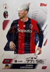 Футбол. Карточка Хуан Миранда Болонья, Барселона, Реал Бетис Лига Европы 2025/26