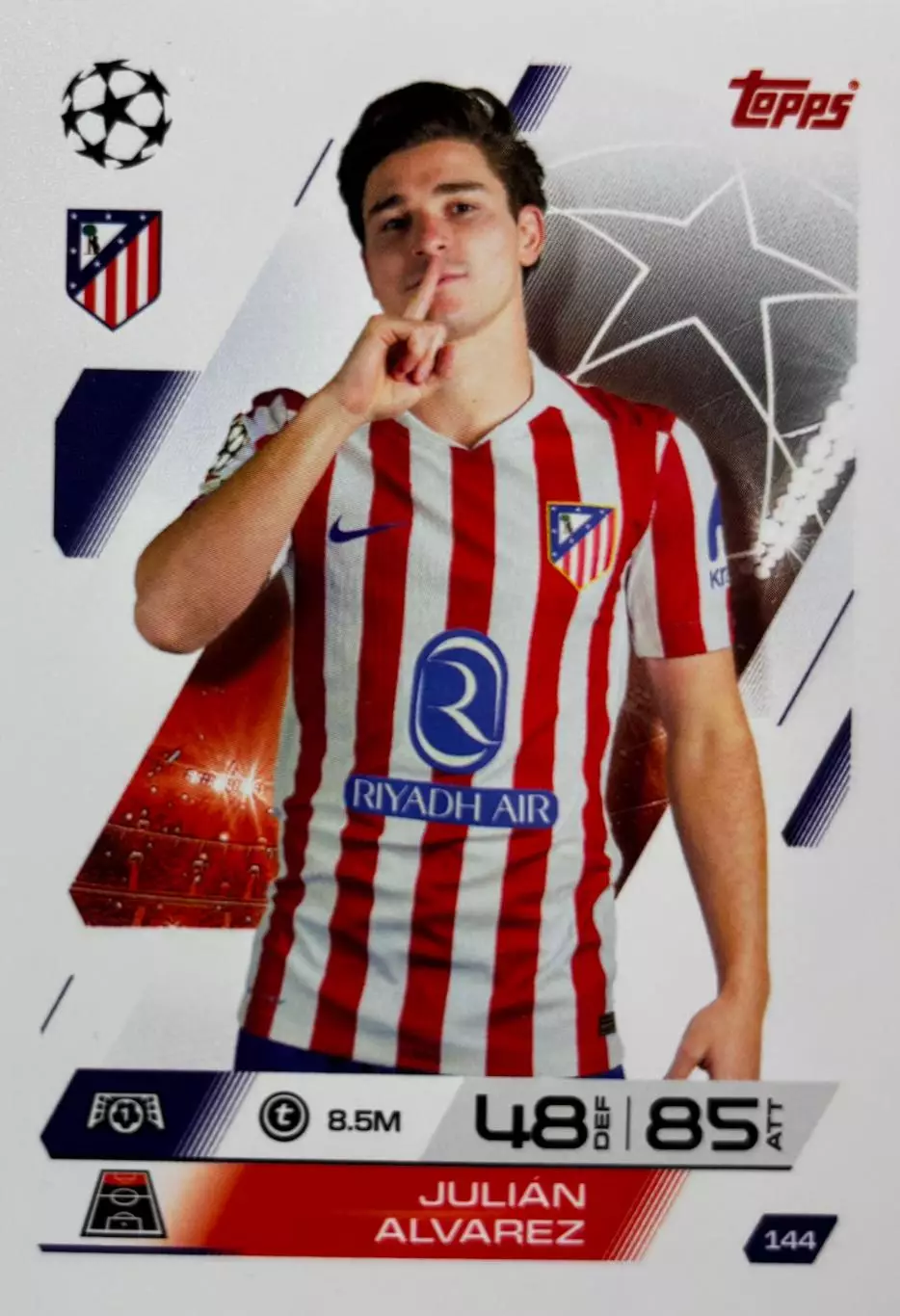 Футбол. Карточка Хулиан Альварес Атлетико, Манчестер Сити Лига Чемпионов 2025-26