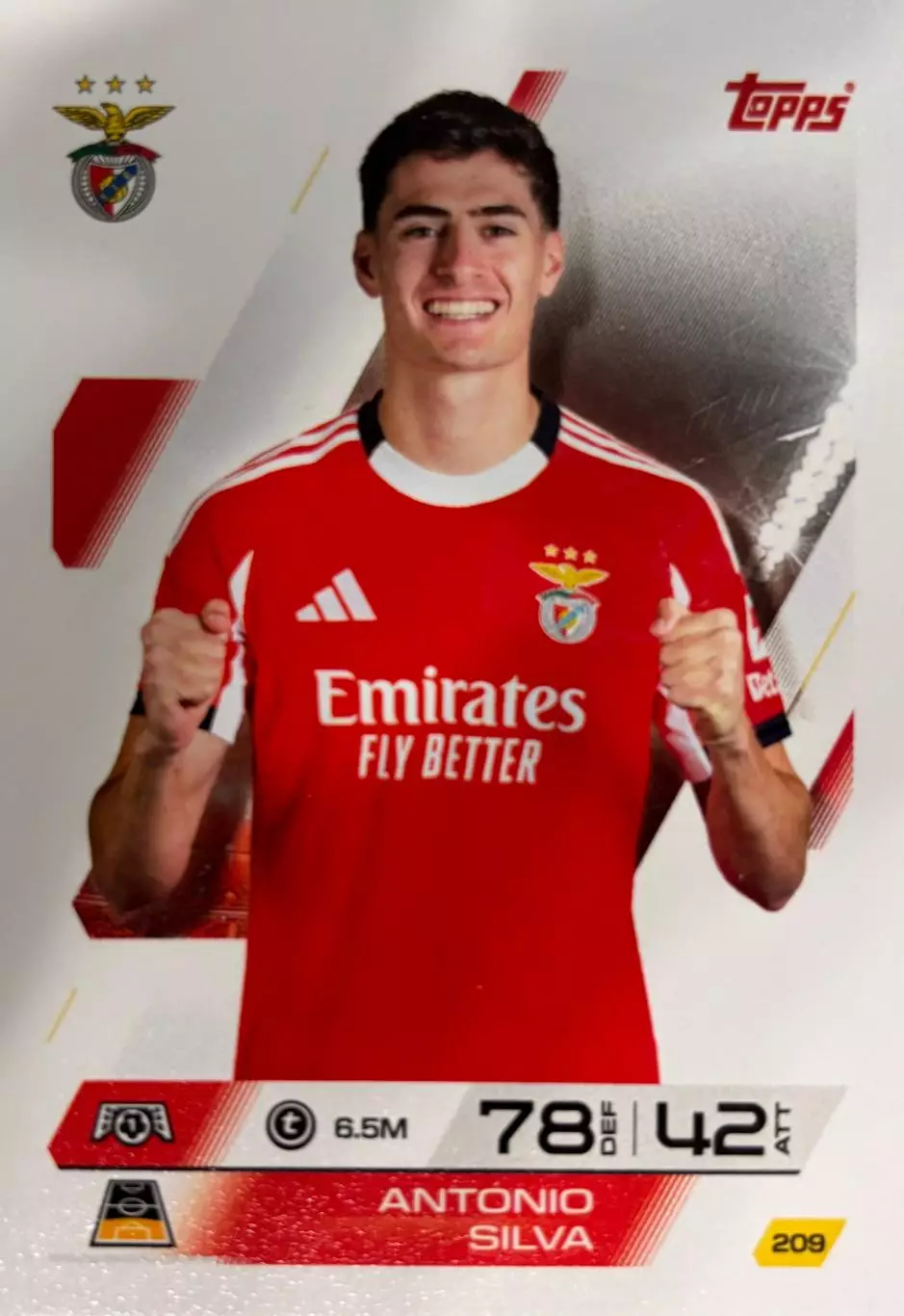 Футбол Карточка Antonio Silva/Антониу Силва Бенфика Лига Чемпионов 2025-26 TOPPS