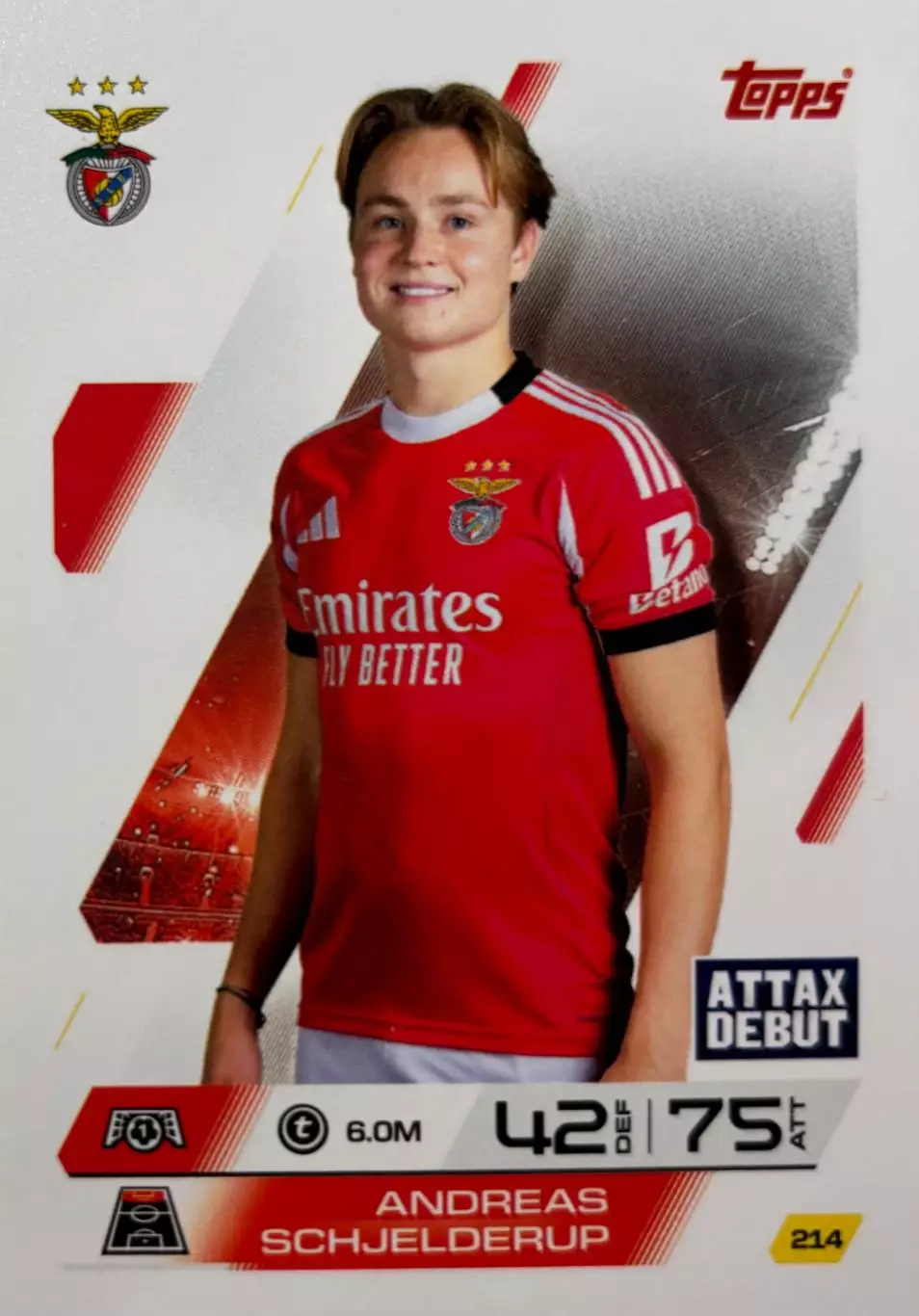 Карточка Andreas Schjelderup/Андреас Шельдеруп Бенфика Лига Чемпионов 2025-26