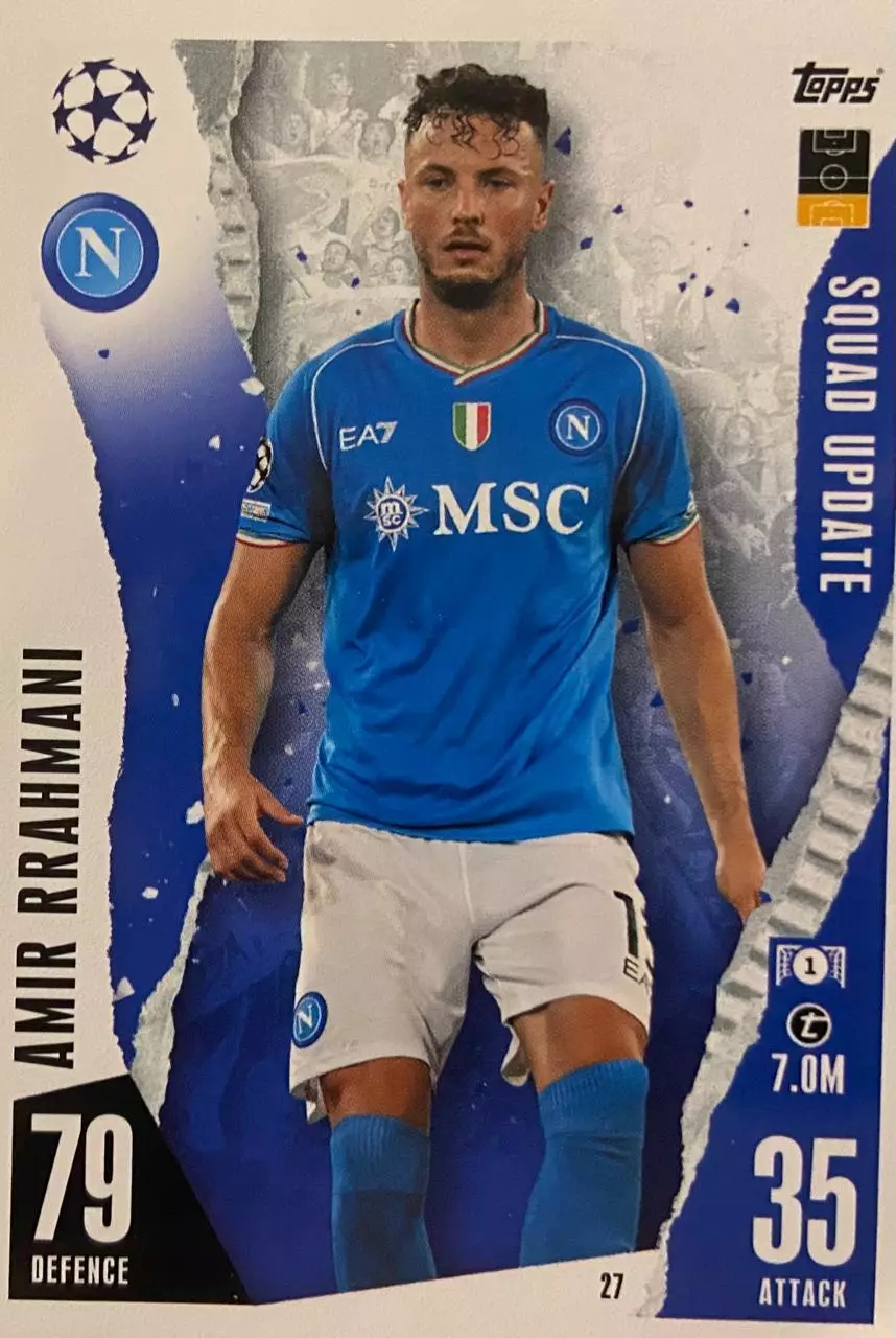 Футбол. Карточка Амир Ррахмани Наполи, Верона Лига Чемпионов 2023/24 Topps