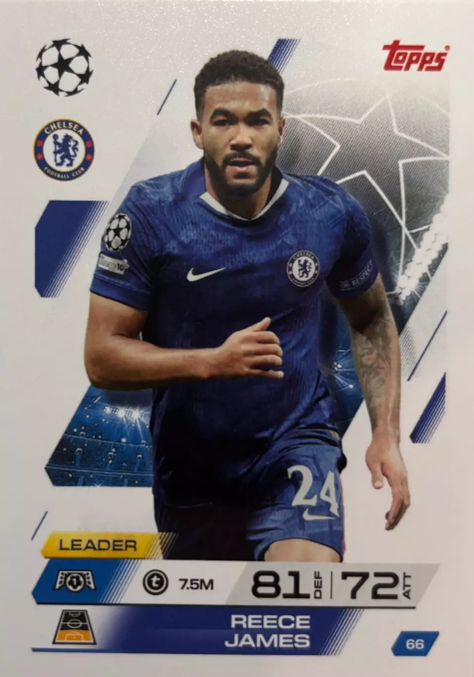 Футбол. Карточка Reece James/Рис Джеймс Челси Лондон Лига Чемпионов 2025-26