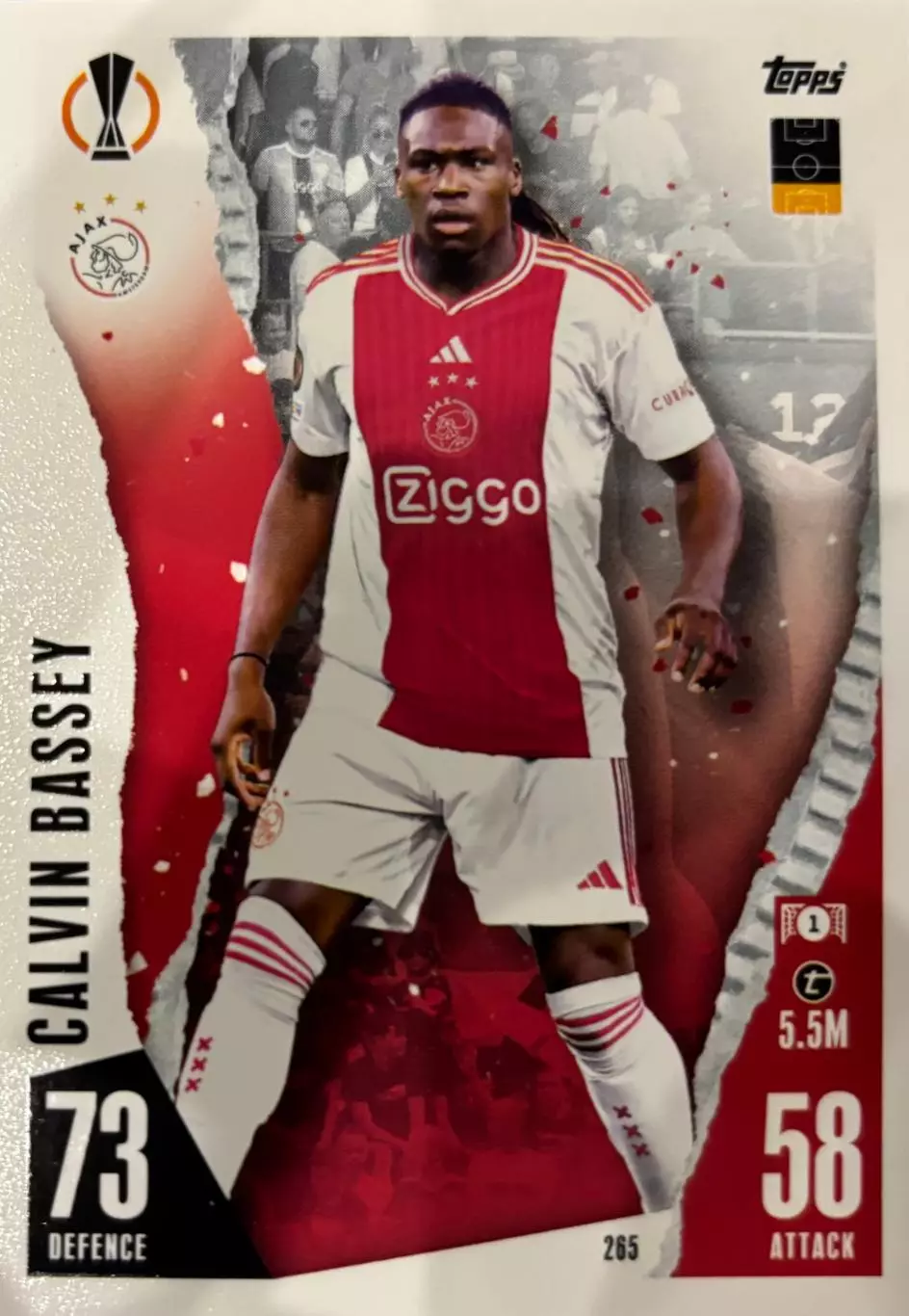 Футбол. Карточка Calvin Bassey/Калвин Бэсси Аякс, Фулхэм Лига Европы 2023-24