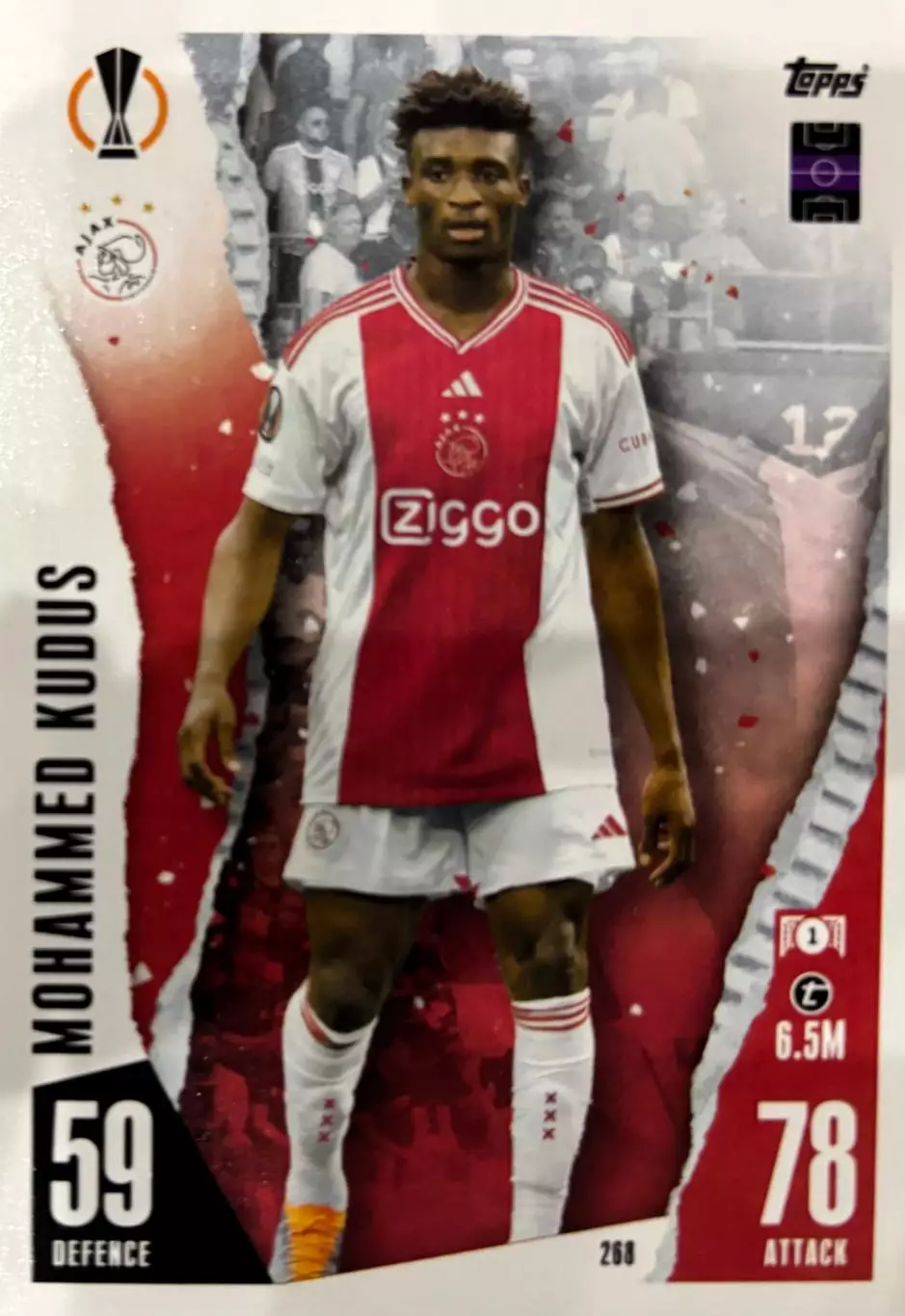 Футбол. Карточка Мохаммед Кудус Аякс, Вест Хэм, Тоттенхэм Хотспур 2023-24 TOPPS