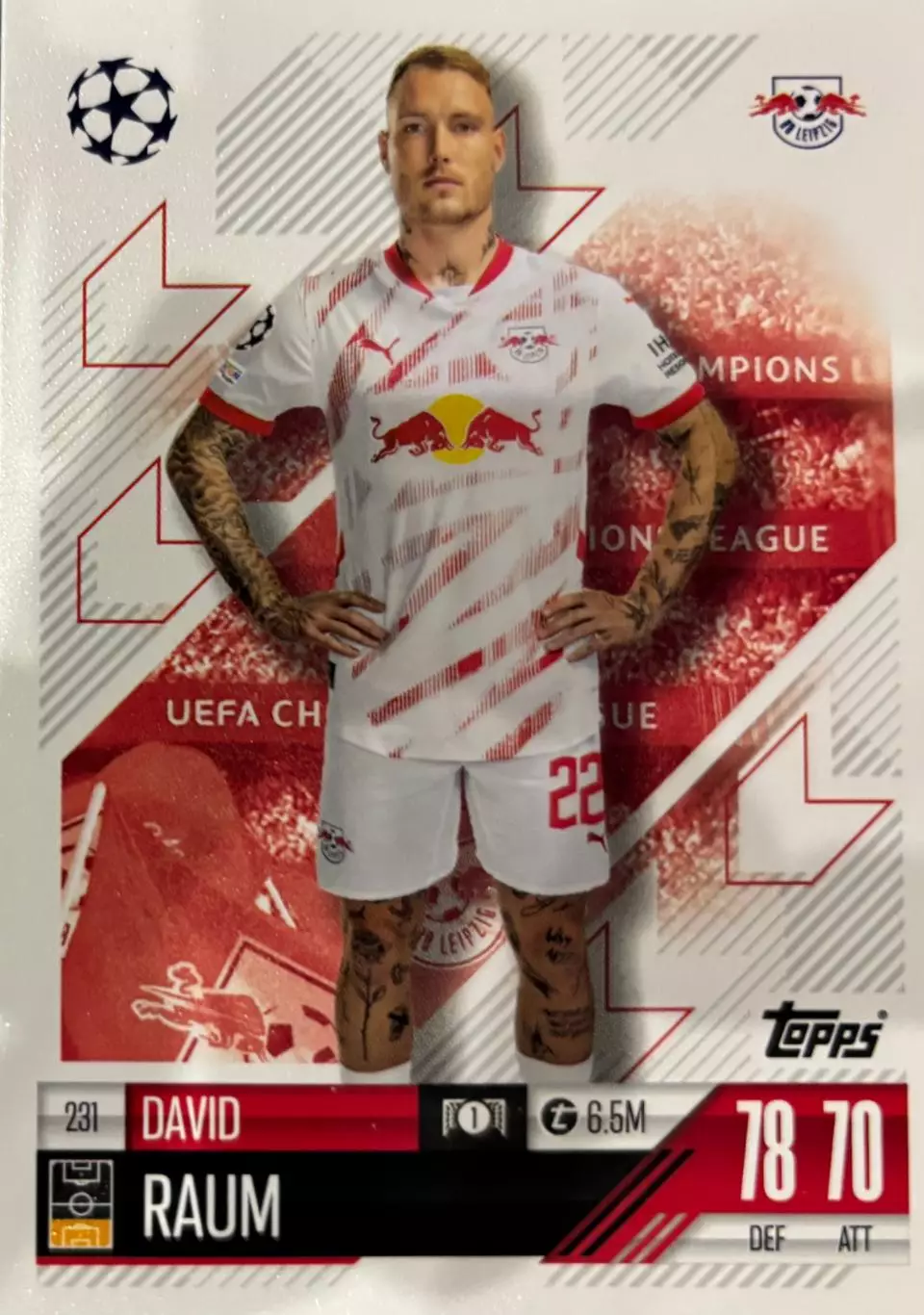 Футбол. Карточка David Raum/Давид Раум РБ Лейпциг Лига Чемпионов 2024-25 TOPPS