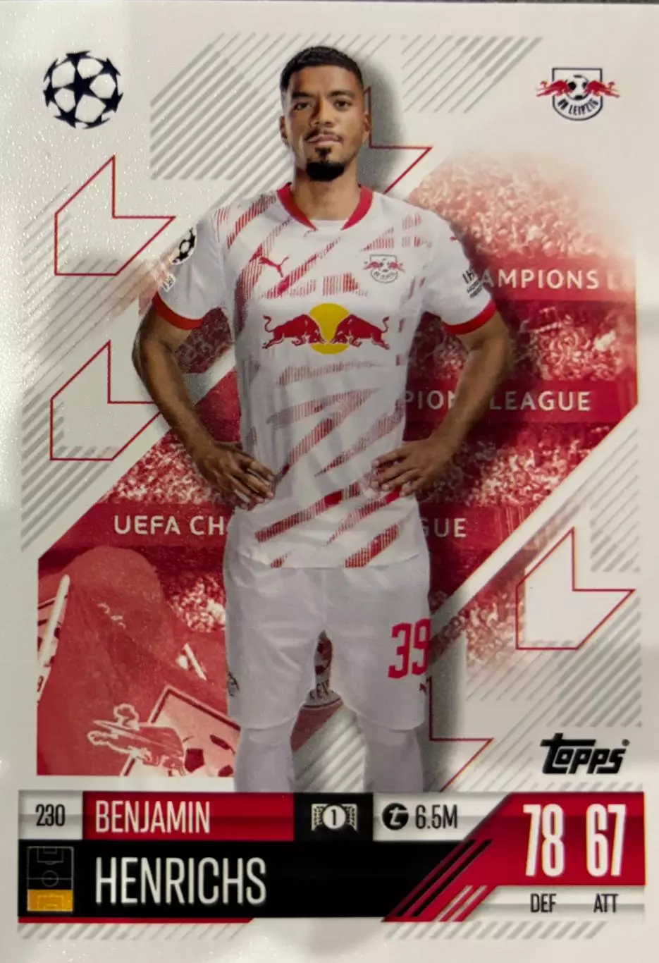 Футбол. Карточка Беньямин Хенрикс РБ Лейпциг,Монако Лига Чемпионов 2024-25 TOPPS