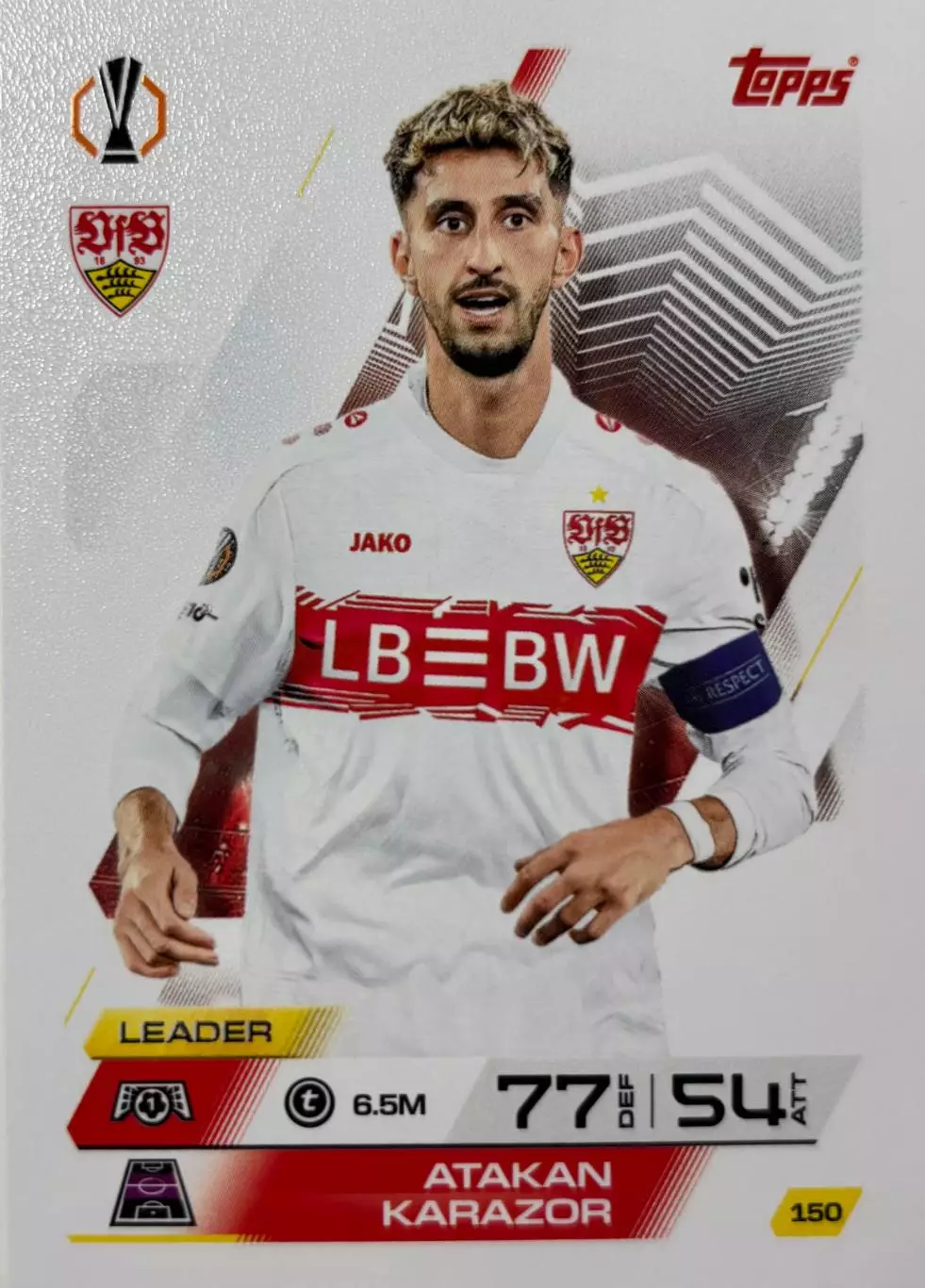 Футбол. Карточка Атакан Каразор Штутгарт, Боруссия Дортмунд Лига Европы 2025-26