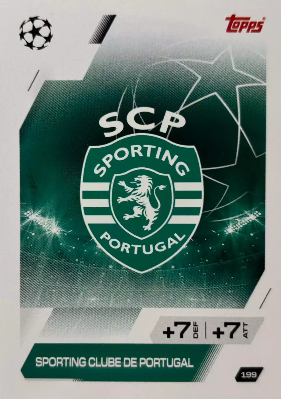 Футбол. Карточка Логотип/Эмблема Спортинг Лиссабон Лига Чемпионов 2025-26 TOPPS