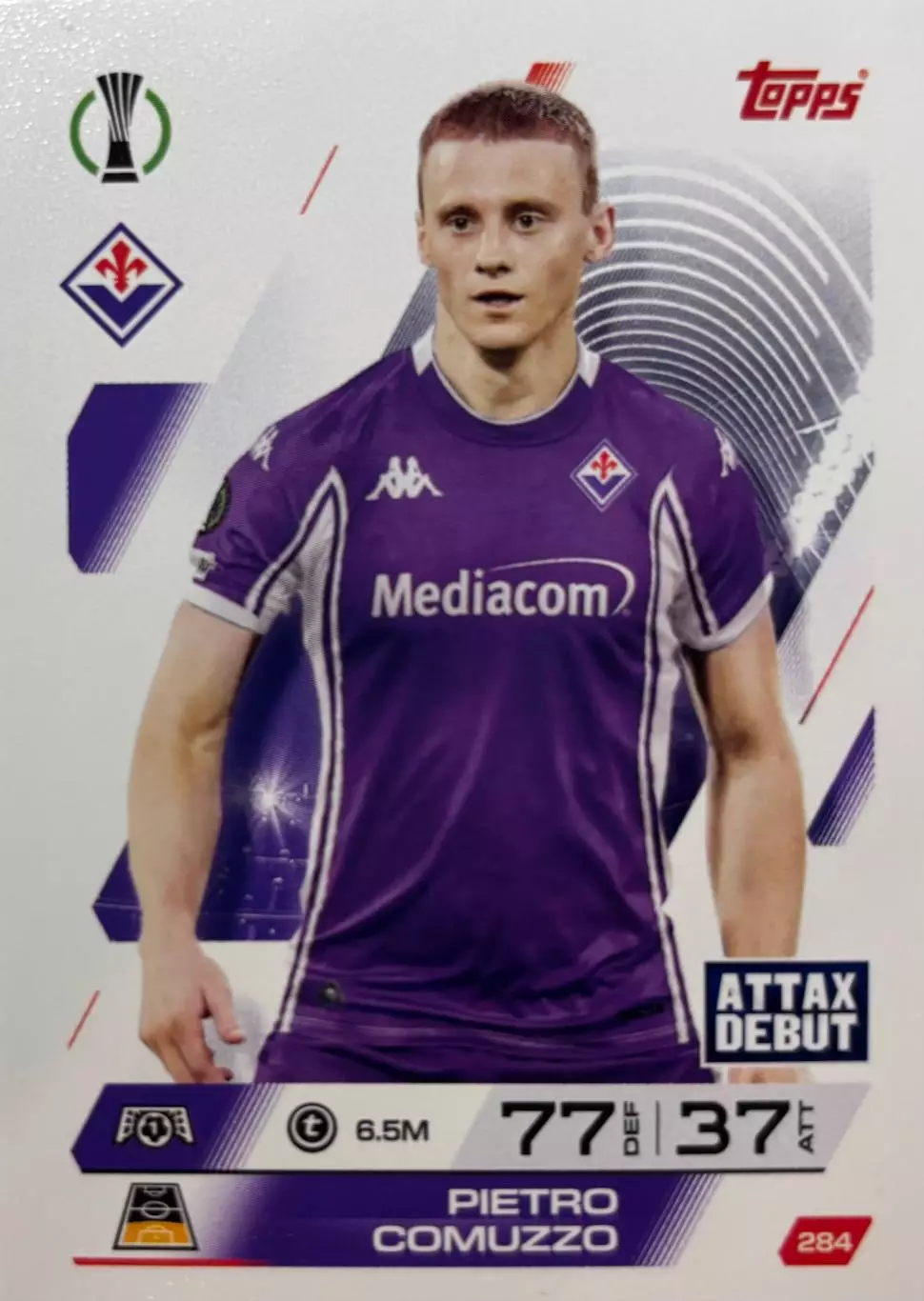 Футбол. Карточка Пьетро Комуццо Фиорентина Лига Конференций 2025-26 TOPPS