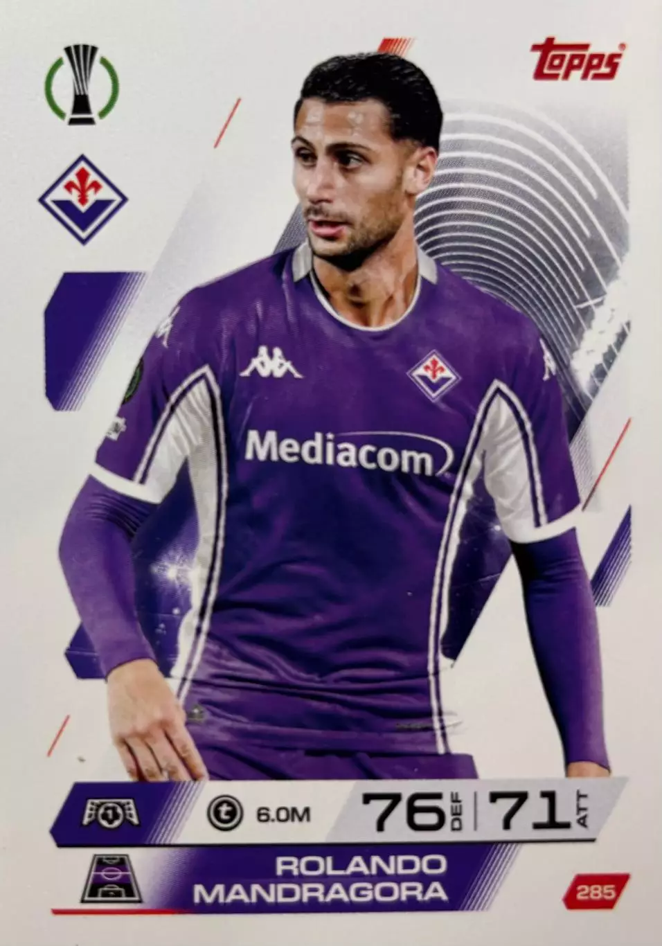 Футбол. Карточка Роландо Мандрагора Фиорентина, Удинезе Лига Конференций 2025-26