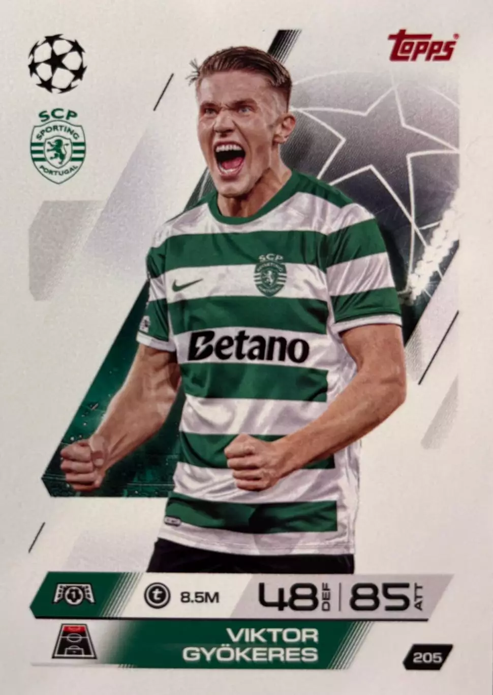 Футбол. Карточка Виктор Дьекереш Спортинг, Арсенал Лига Чемпионов 2025-26 TOPPS