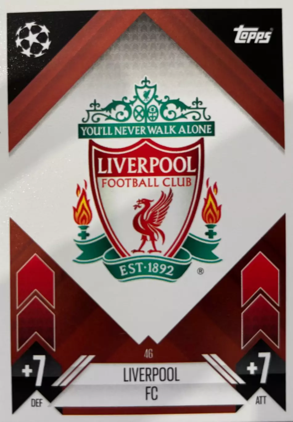 Футбол Карточка Логотип/Эмблема Liverpool/Ливерпуль Лига Чемпионов 2024-25 TOPPS