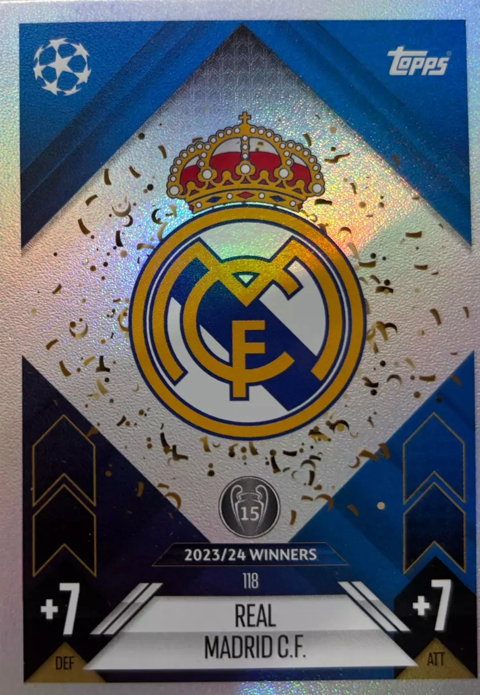 Футбол. Карточка Логотип Real Madrid CF/Реал Мадрид Лига Чемпионов 2024-25 TOPPS