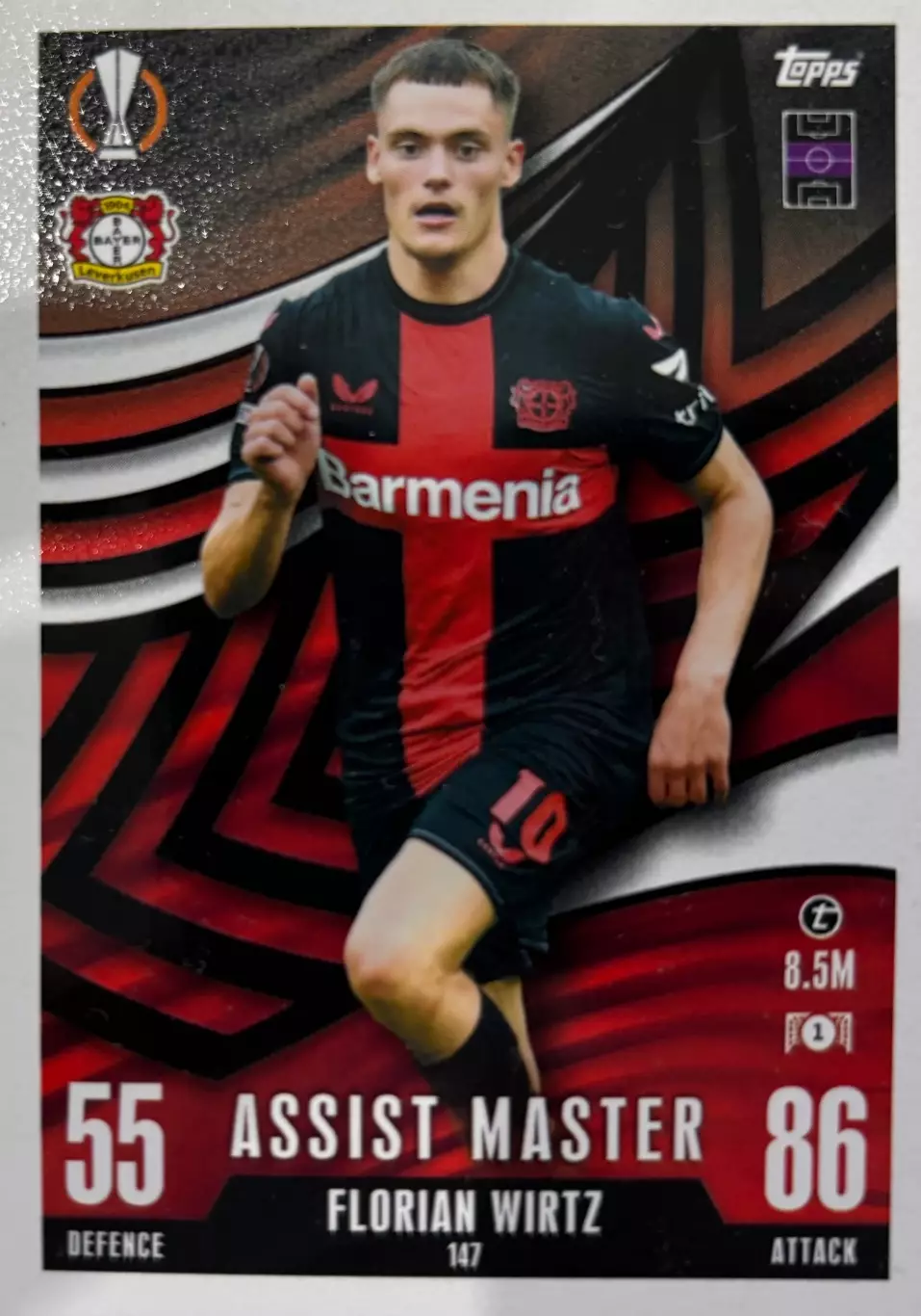 Футбол. Карточка Флориан Вирц Байер 04, Ливерпуль Лига Европы 2023/24 TOPPS