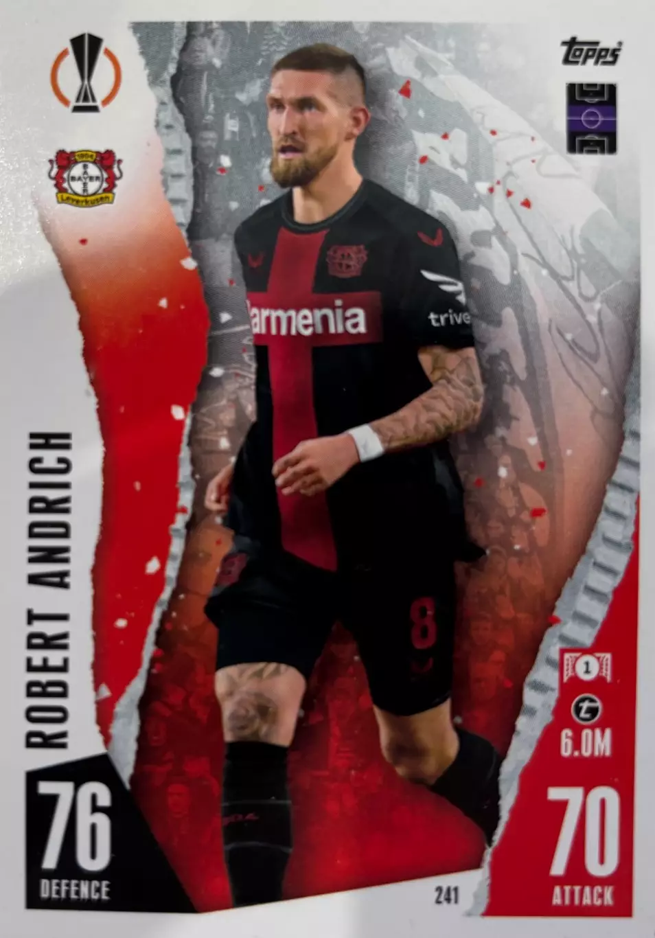 Футбол. Карточка Роберт Андрих Байер 04, Герта, Унион Лига Европы 2023/24 TOPPS