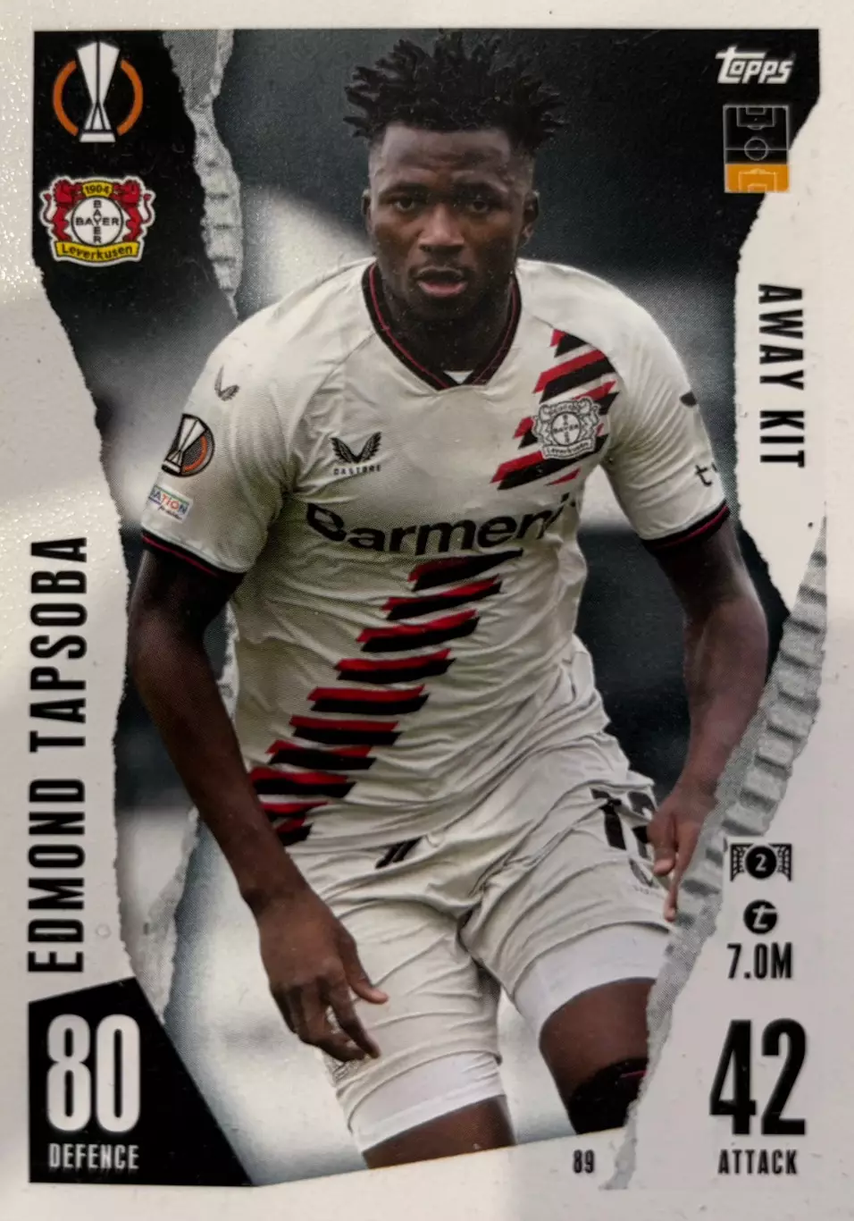 Футбол. Карточка Эдмонд Тапсоба Байер 04 Лига Европы 2023/24 TOPPS